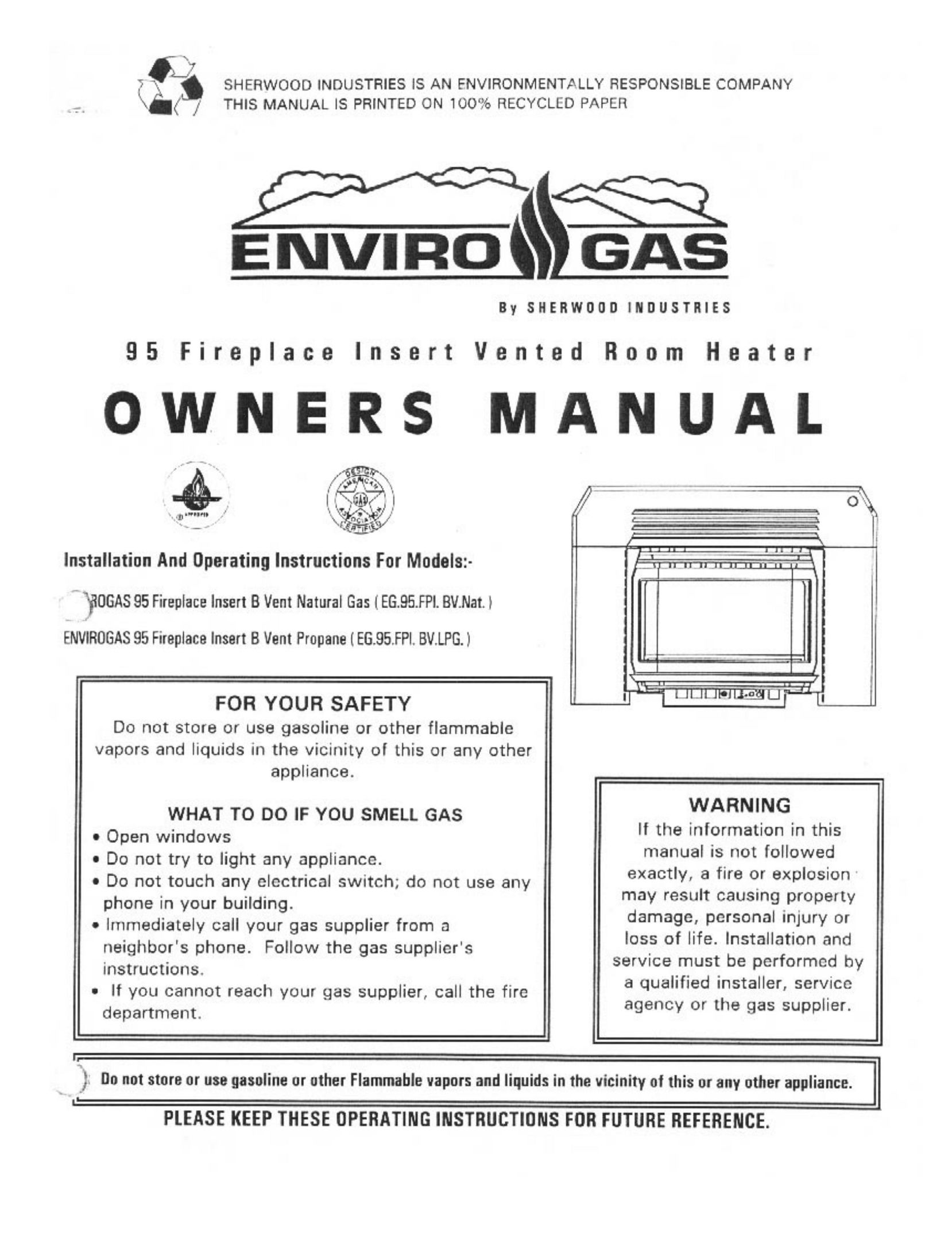 Enviro EG.95.FPI.BV.LPG Indoor Fireplace User Manual