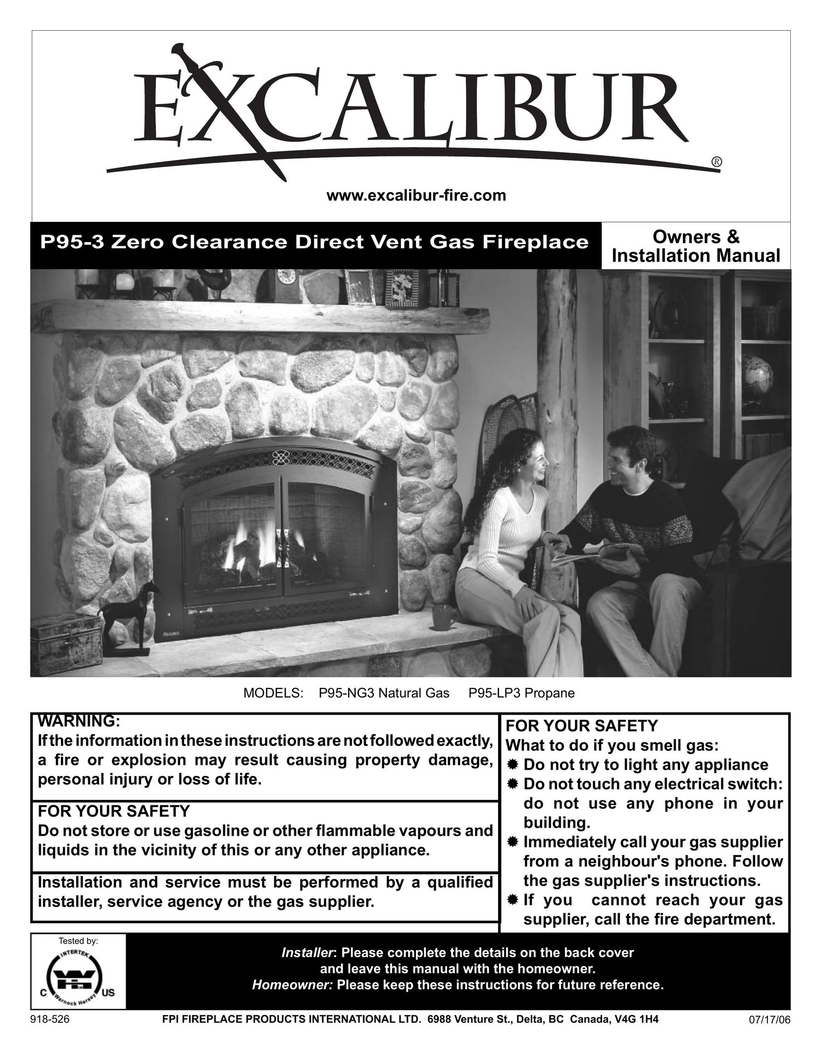 Excalibur electronic P95-LP3 Indoor Fireplace User Manual