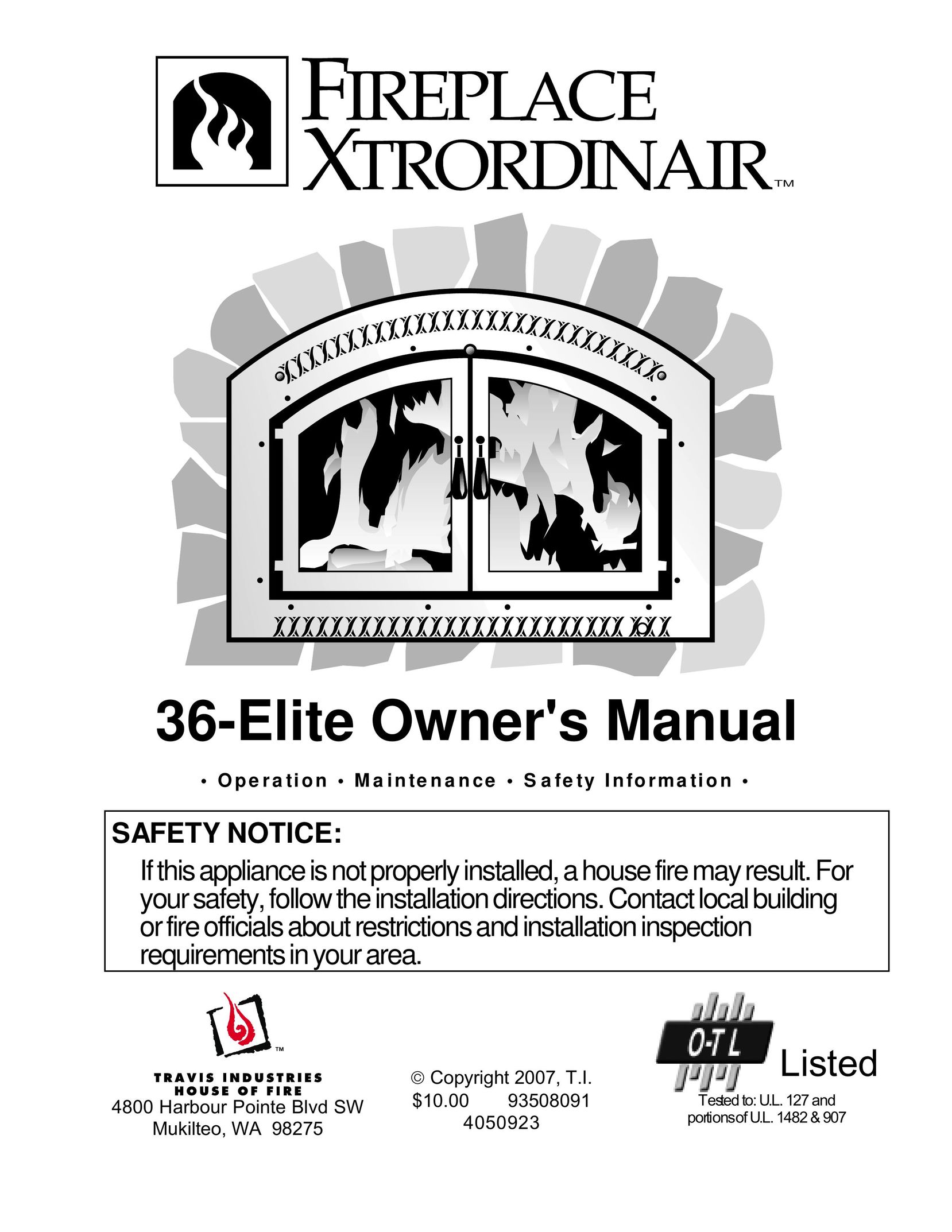 FireplaceXtrordinair 36-Elite Indoor Fireplace User Manual