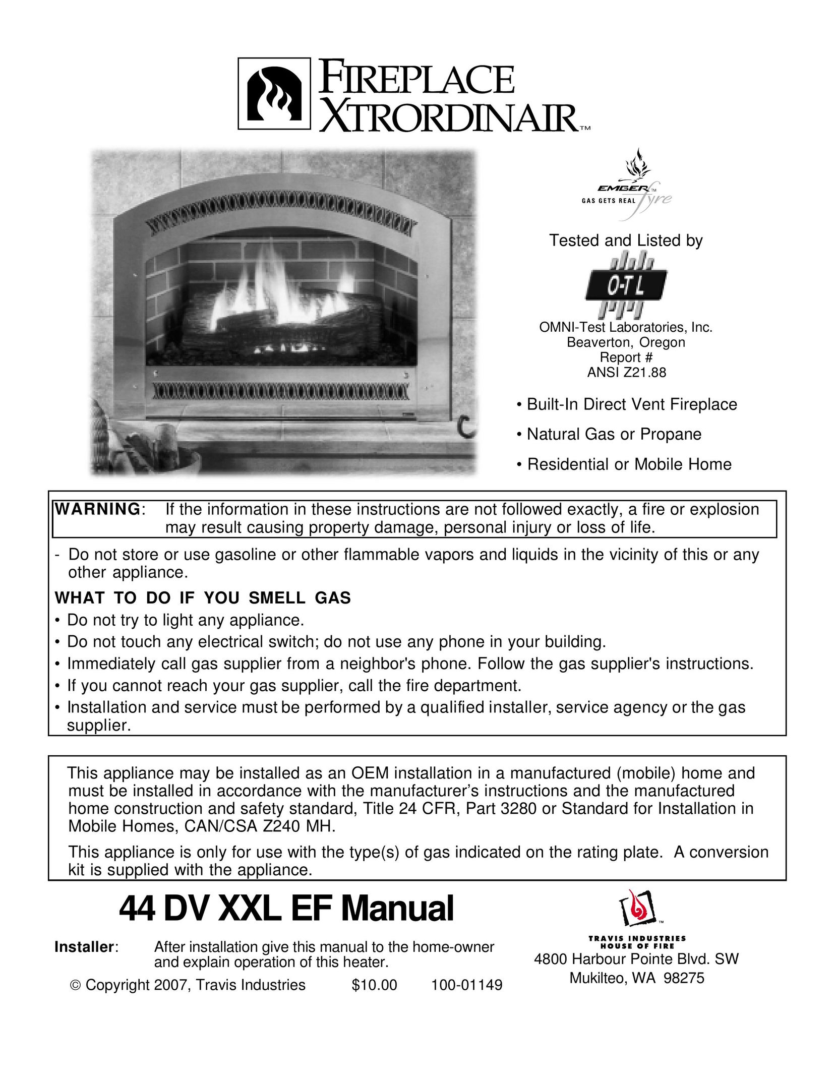 FireplaceXtrordinair 44 DV XXL EF Indoor Fireplace User Manual