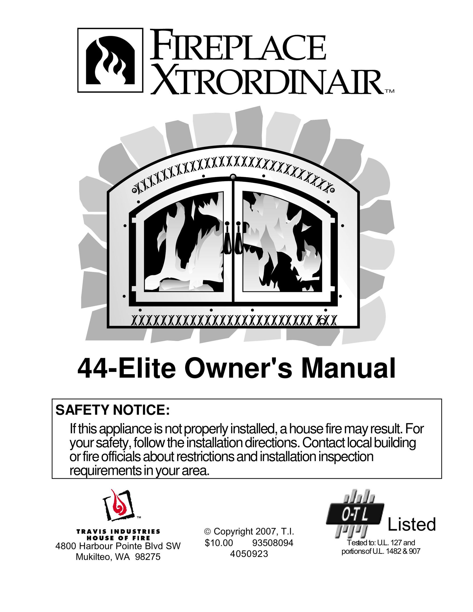 FireplaceXtrordinair 44-Elite Indoor Fireplace User Manual