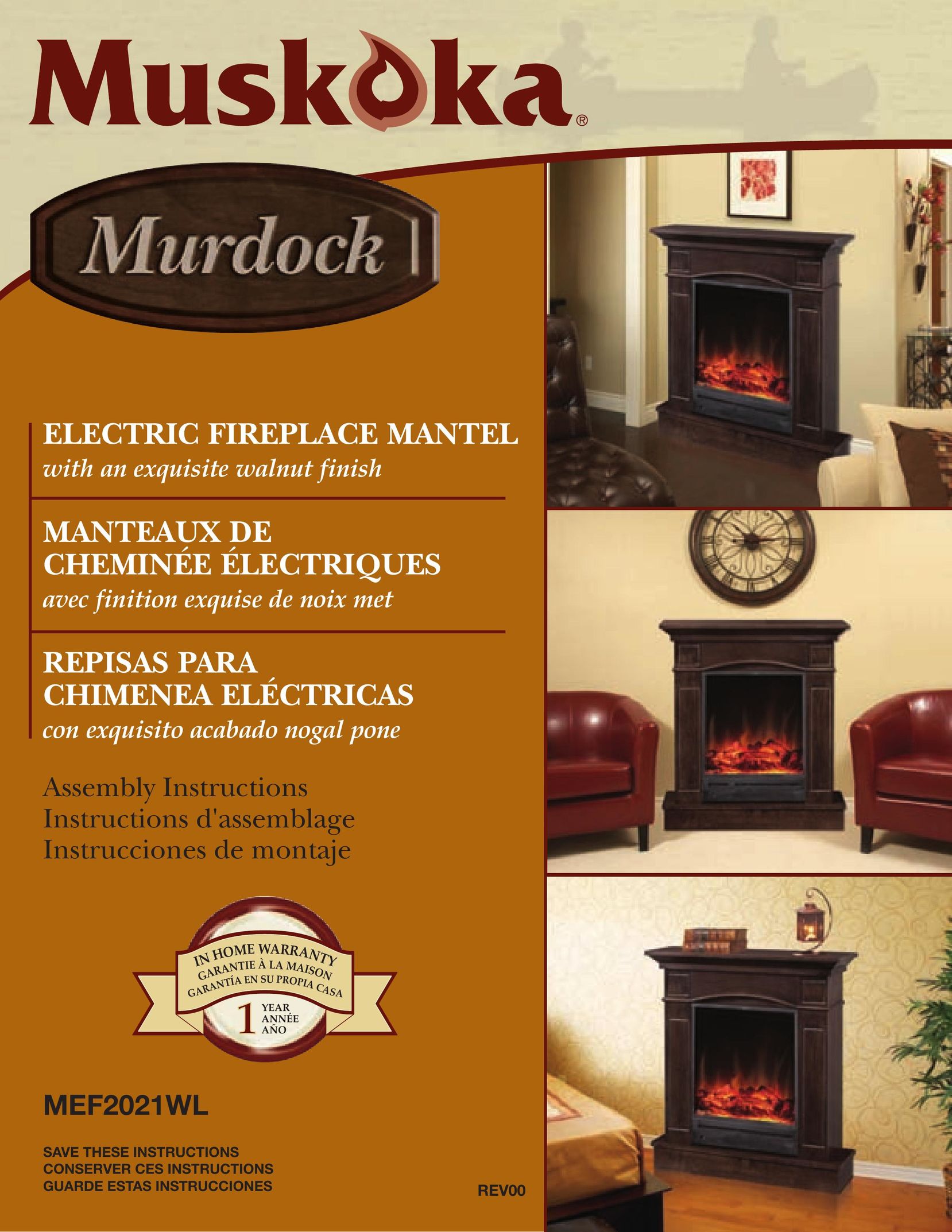 Greenway Home Products MEF2021WL Indoor Fireplace User Manual