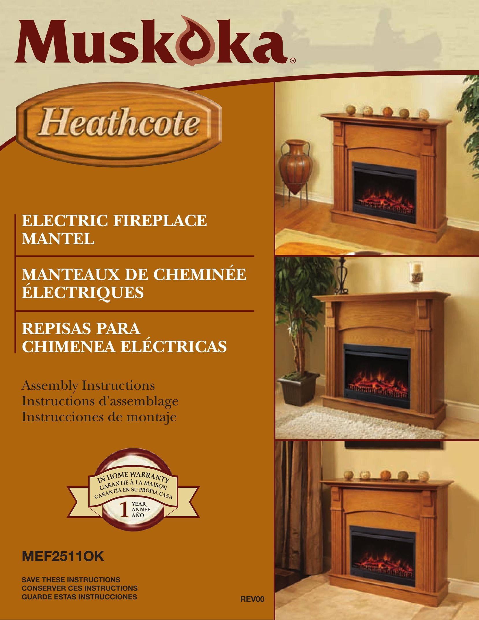 Greenway Home Products MEF2511OK Indoor Fireplace User Manual