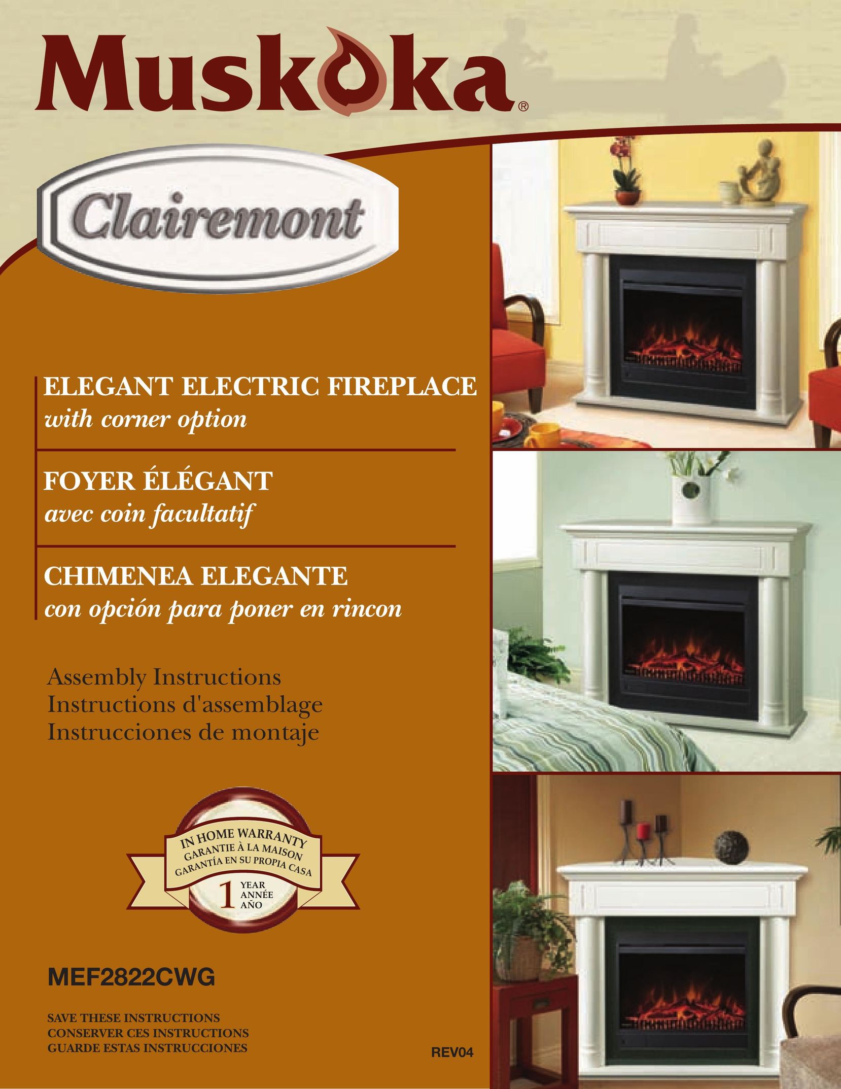 Greenway Home Products MEF2822CWG Indoor Fireplace User Manual