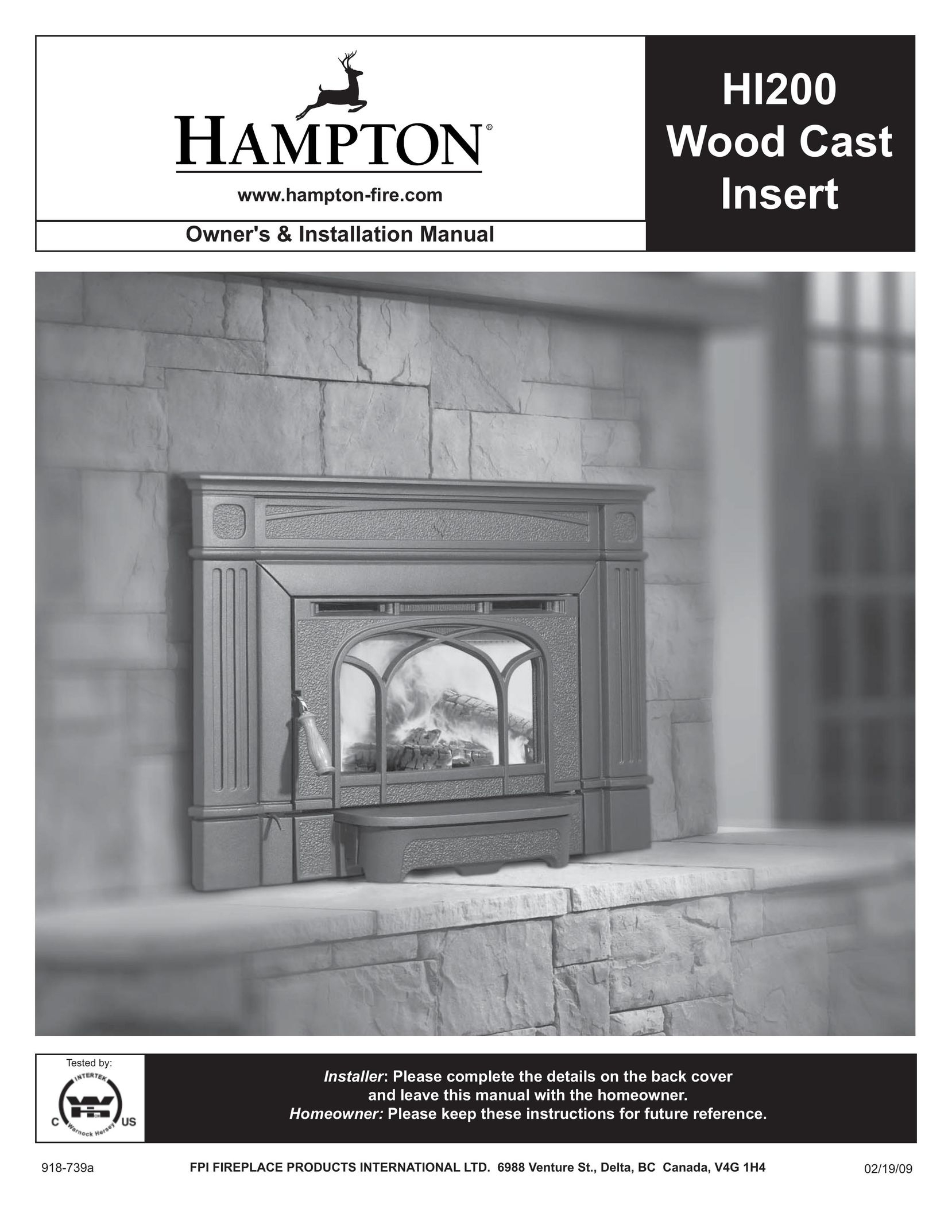 Hampton Direct HI200 Indoor Fireplace User Manual