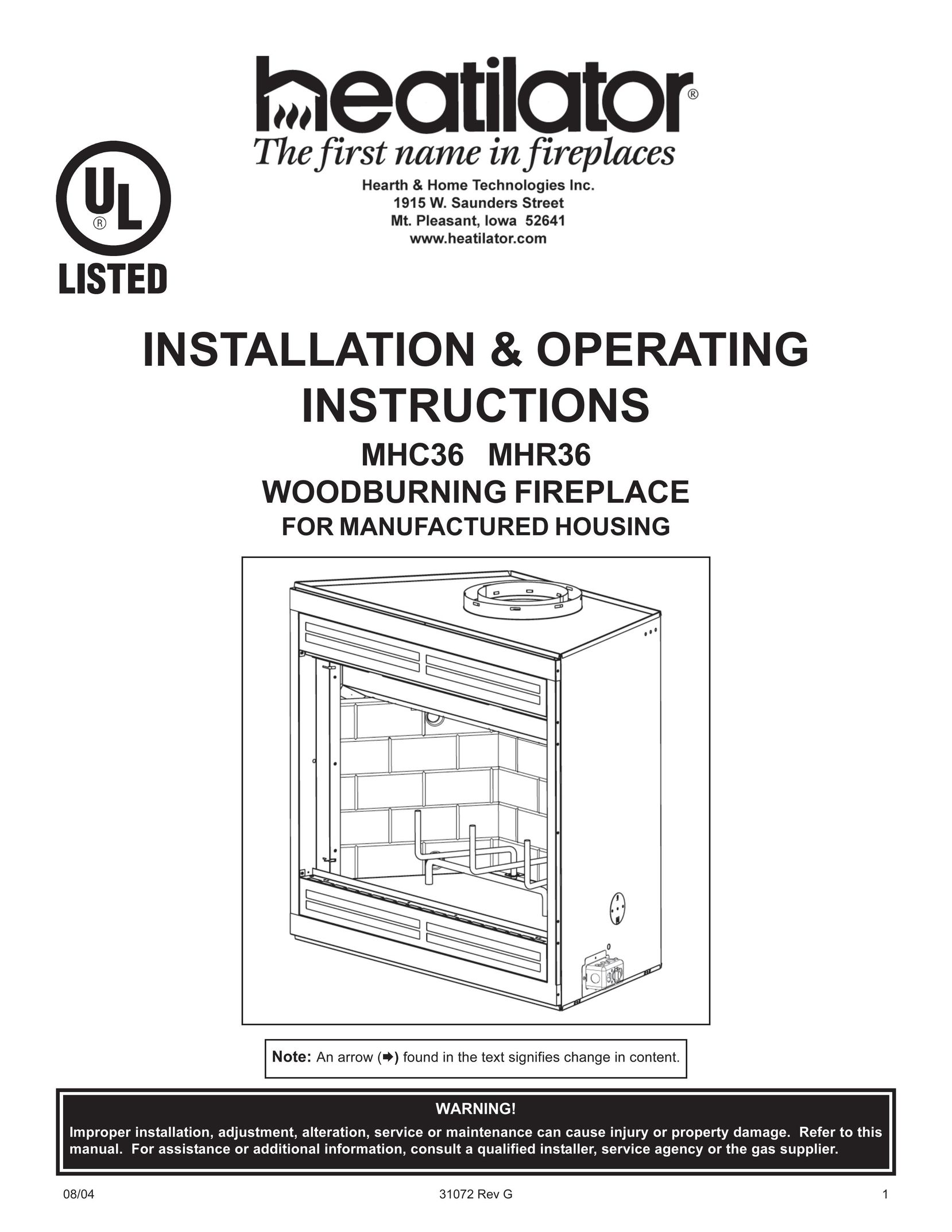 Heart & Home Collectables MHR36 Indoor Fireplace User Manual