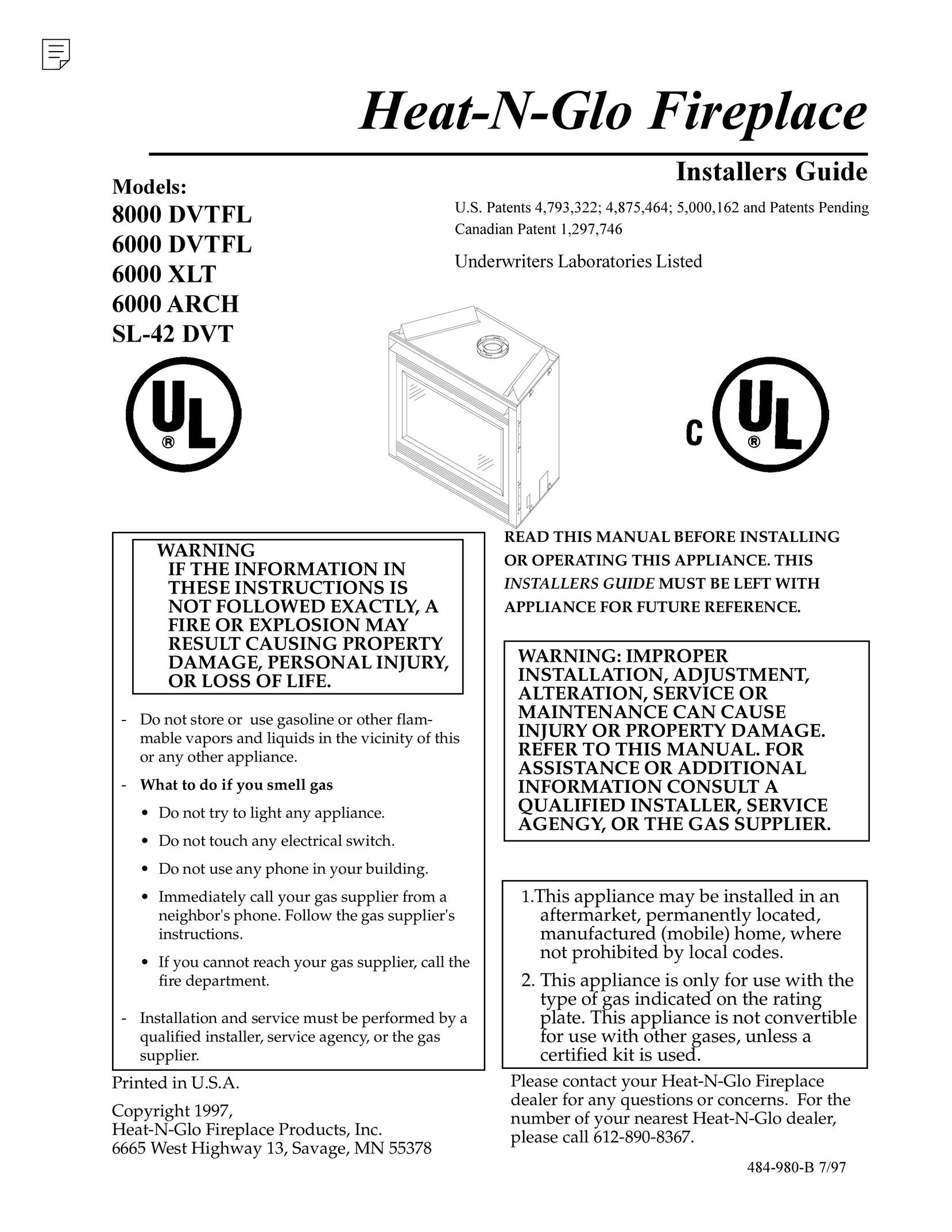 Heat & Glo LifeStyle 6000 DVTFL Indoor Fireplace User Manual