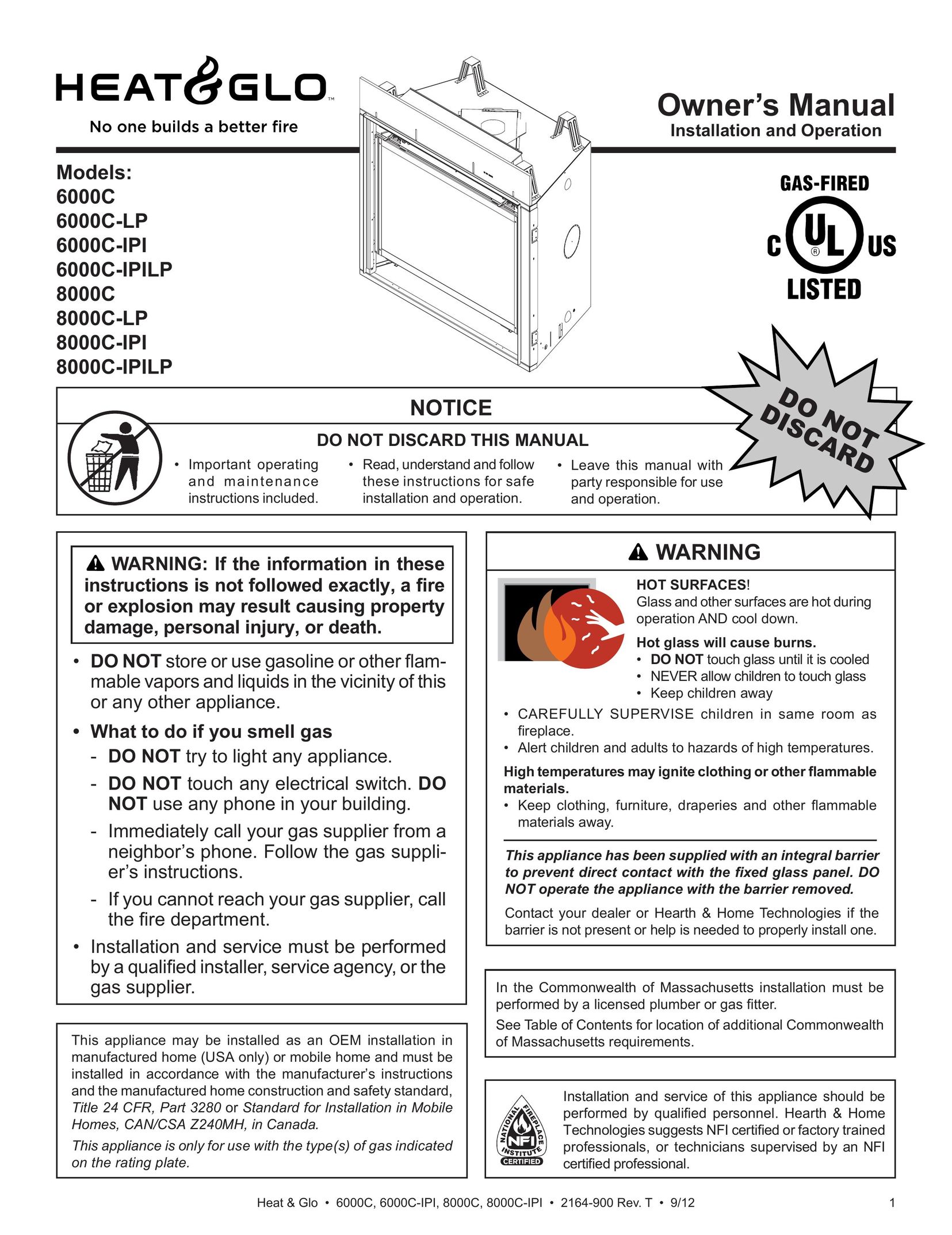 Heat & Glo LifeStyle 6000C Indoor Fireplace User Manual