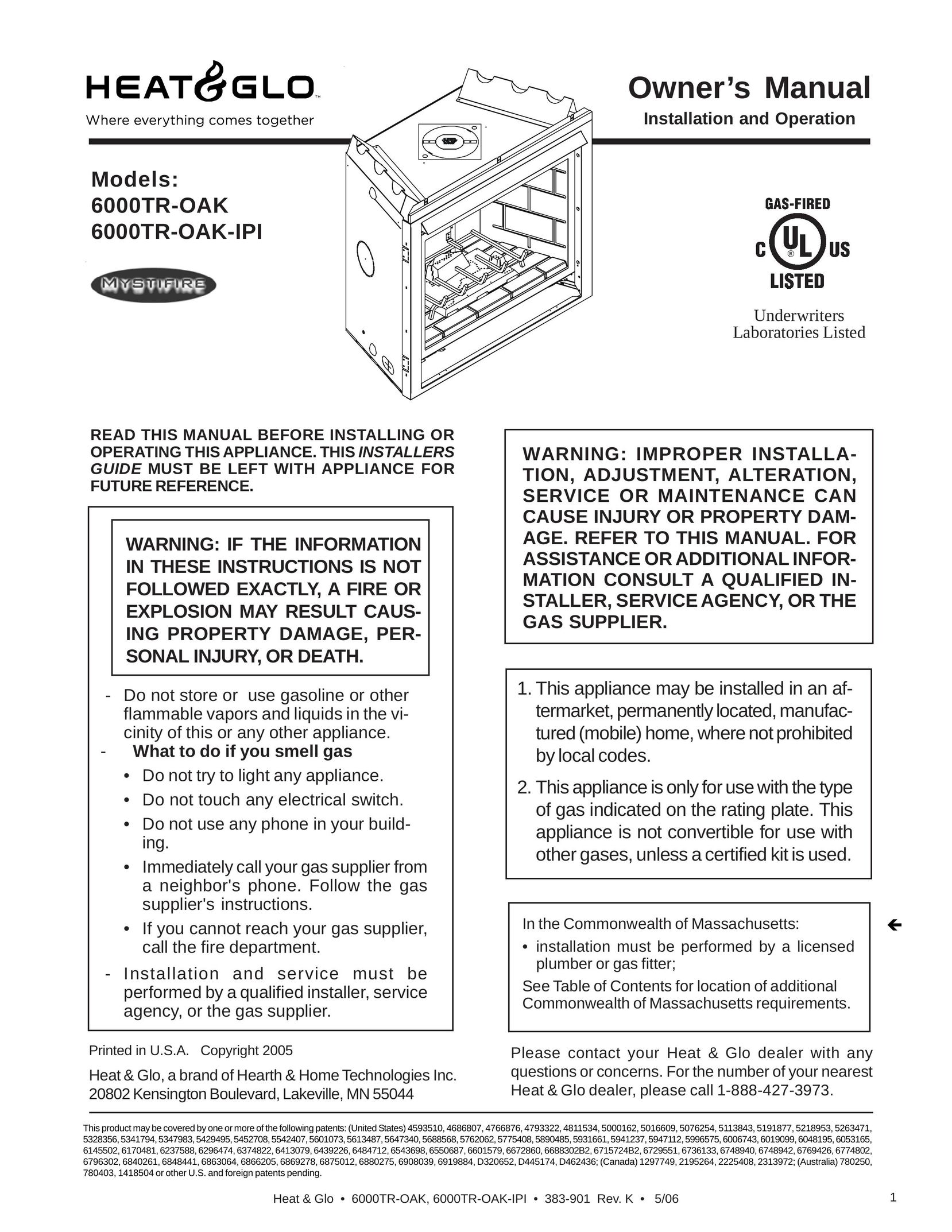 Heat & Glo LifeStyle 6000TR-OAK-IPI Indoor Fireplace User Manual