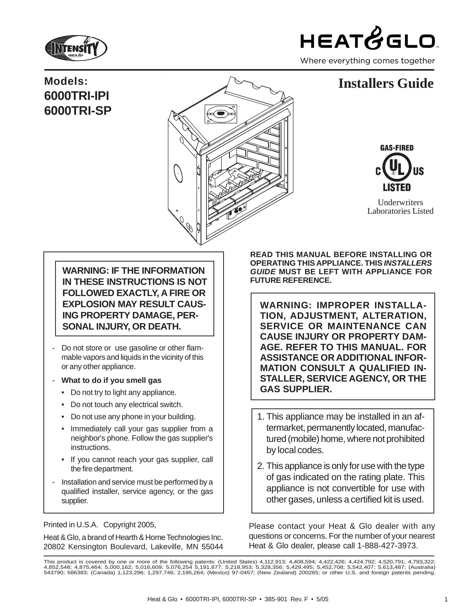 Heat & Glo LifeStyle 6000TRI-IPI Indoor Fireplace User Manual