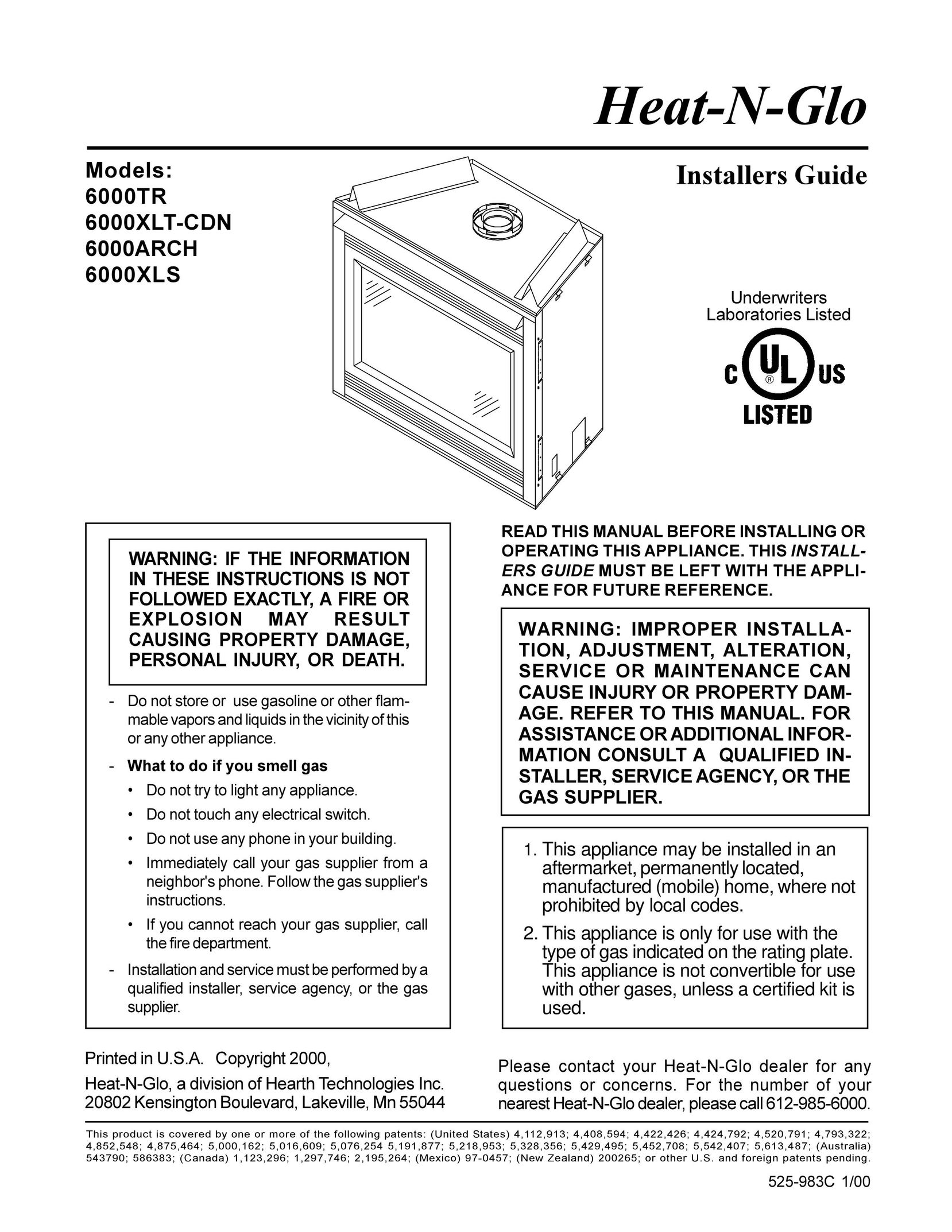 Heat & Glo LifeStyle 6000XLT-CDN Indoor Fireplace User Manual
