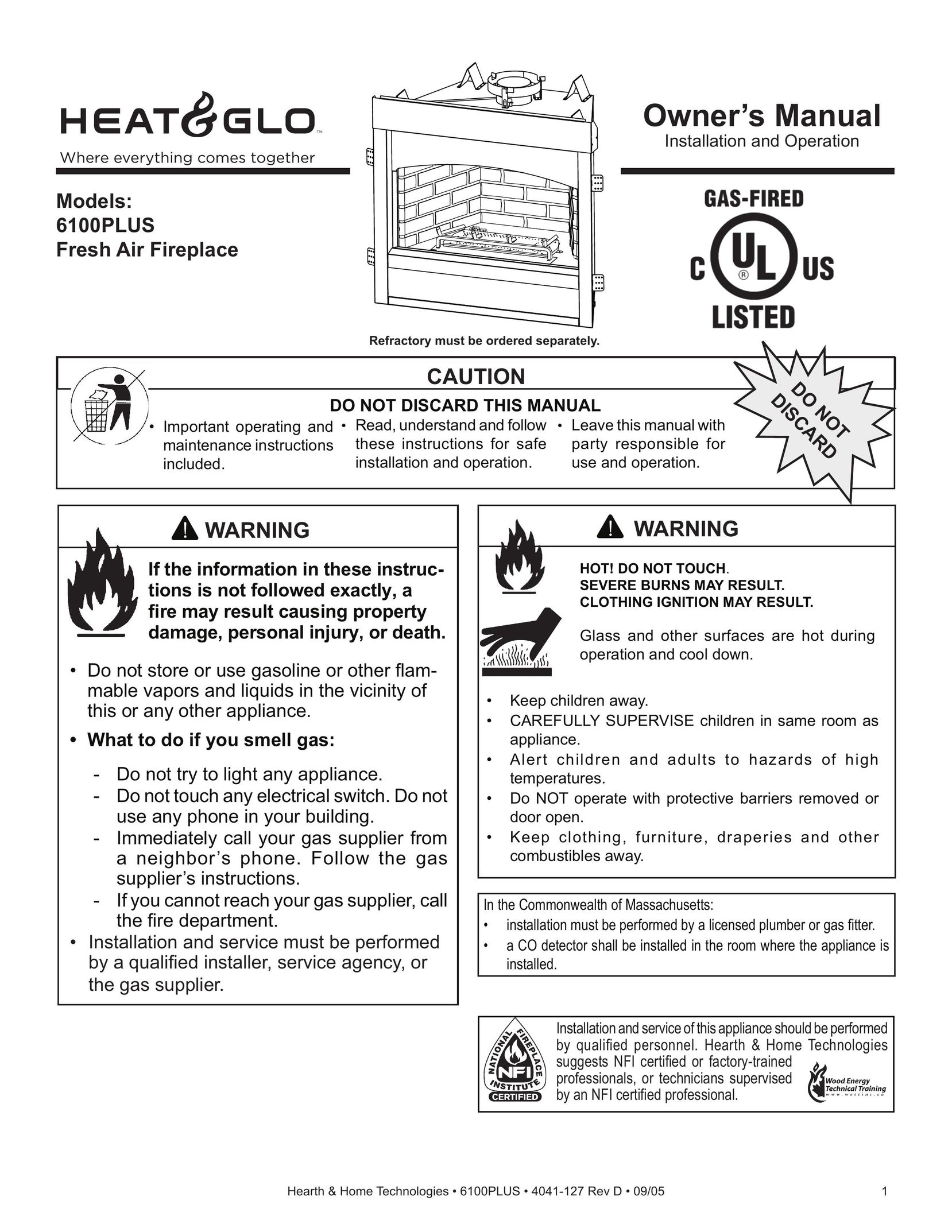 Heat & Glo LifeStyle 6100PLUS Indoor Fireplace User Manual