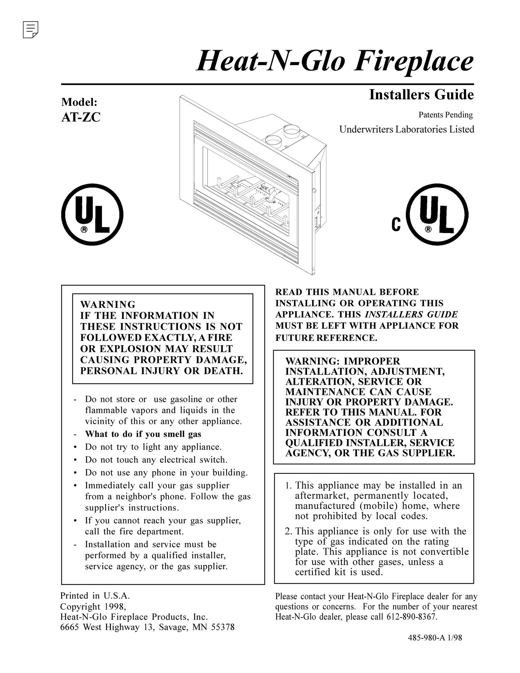 Heat & Glo LifeStyle AT-ZC Indoor Fireplace User Manual