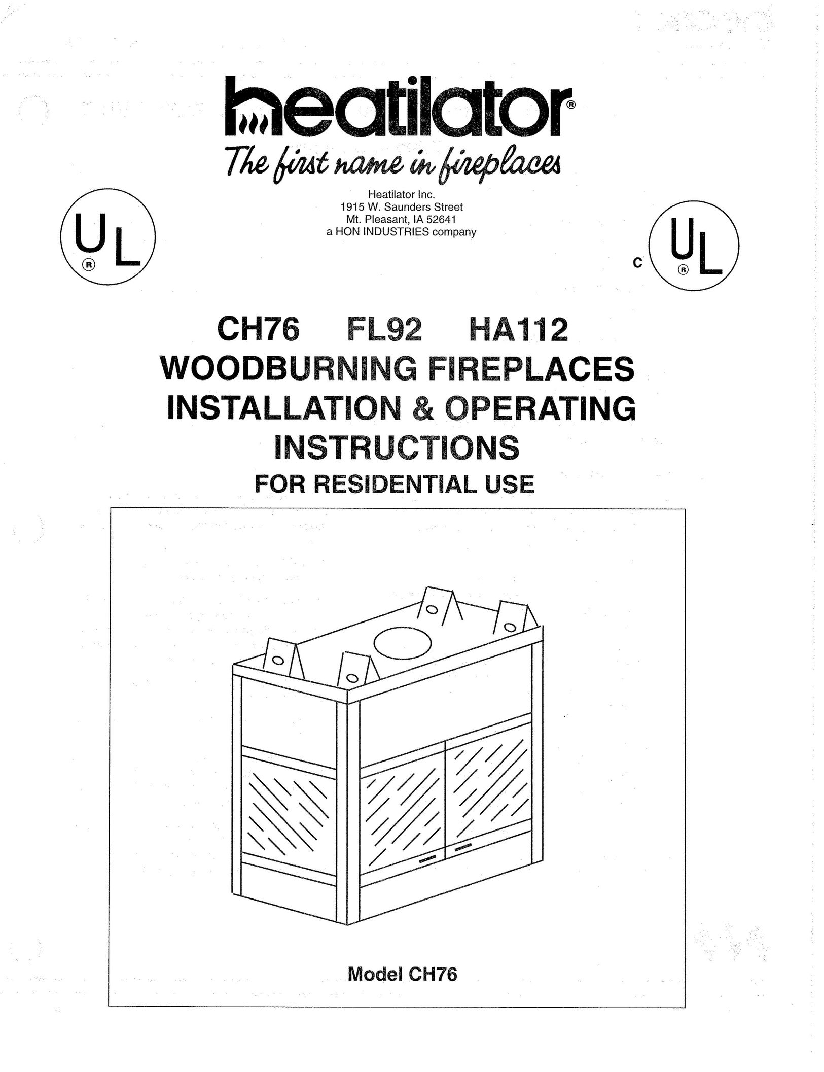 Heatiator CH76 Indoor Fireplace User Manual
