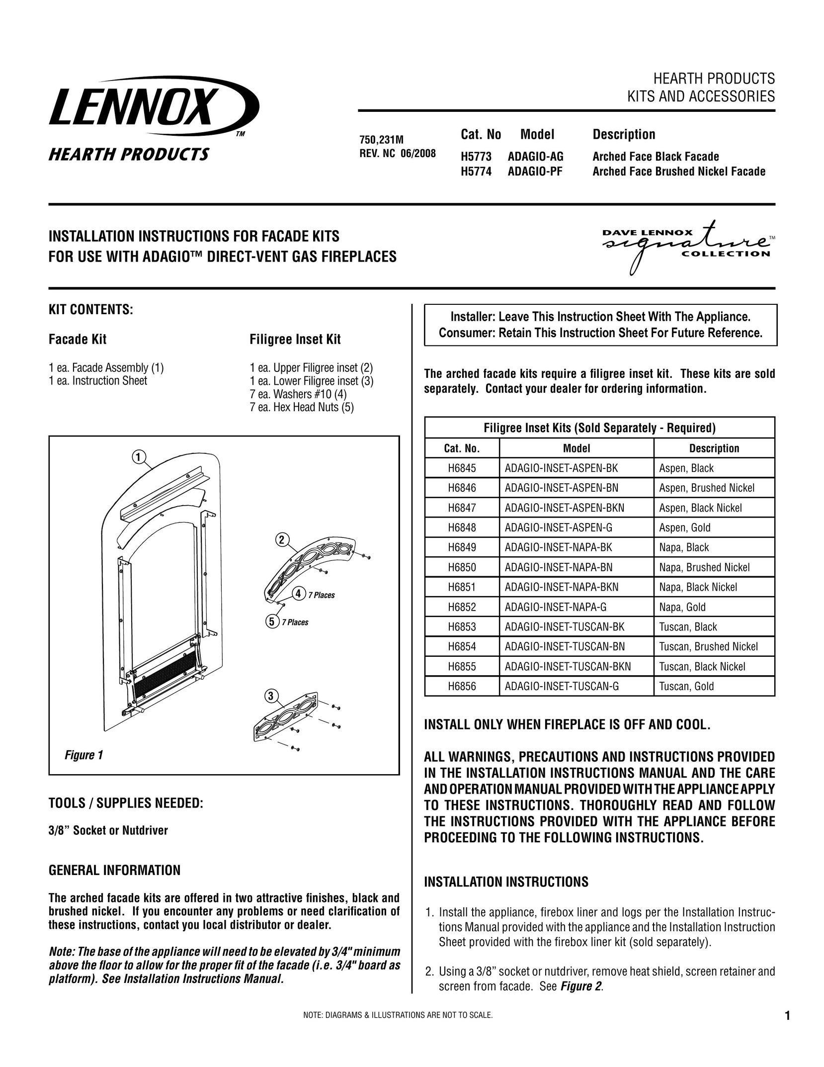 Lennox Hearth ADAGIO-pF Indoor Fireplace User Manual