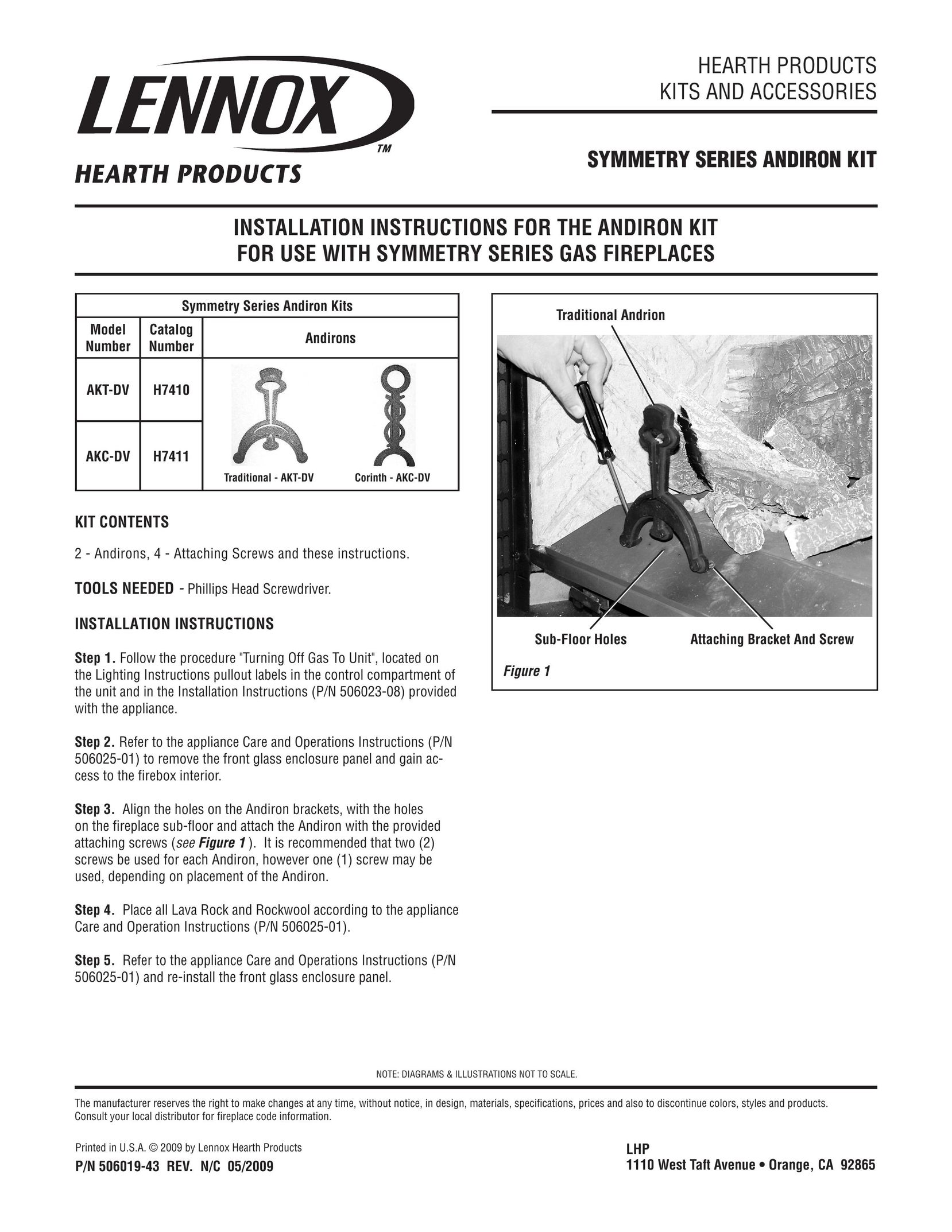 Lennox Hearth AKC-DV Indoor Fireplace User Manual