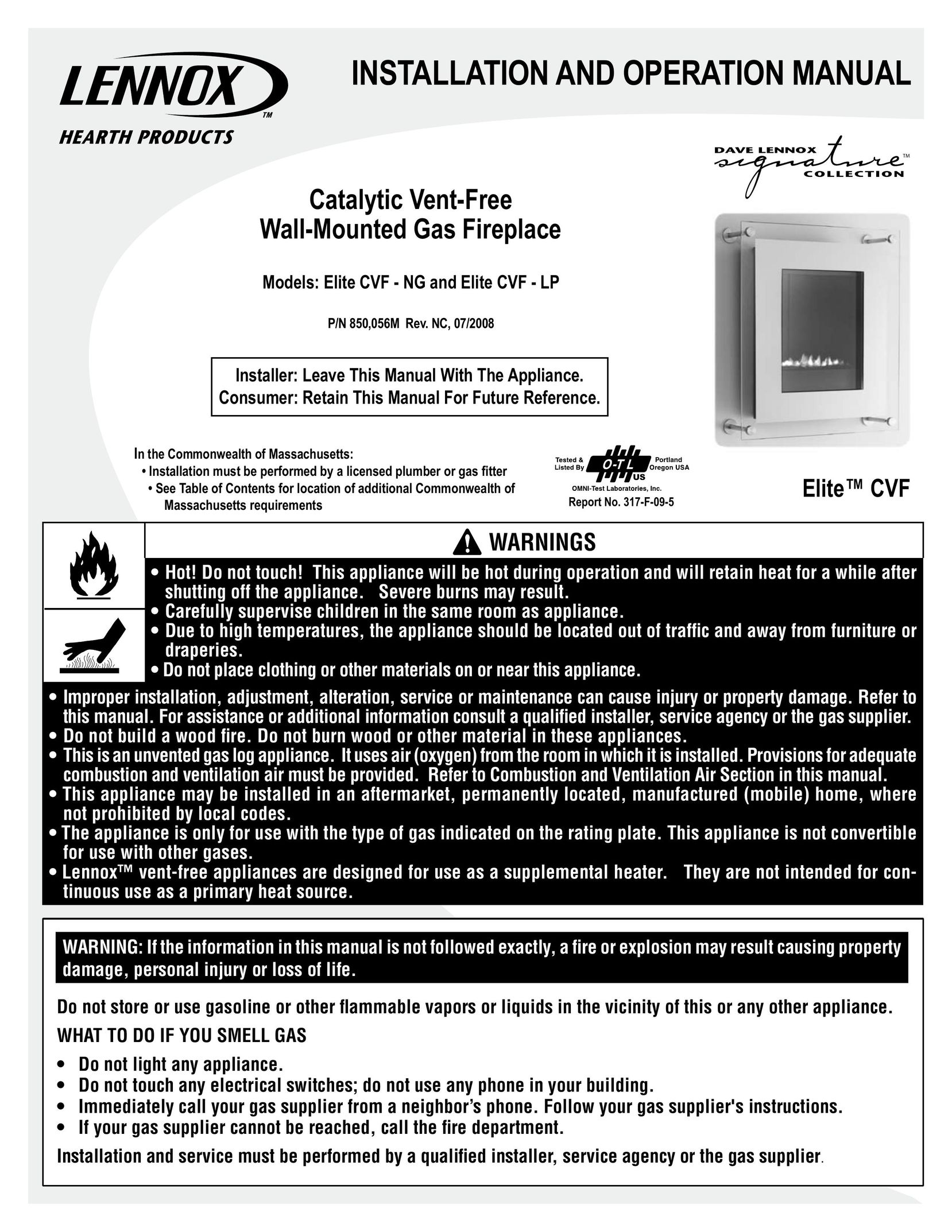 LG Electronics ELITE CVF Indoor Fireplace User Manual