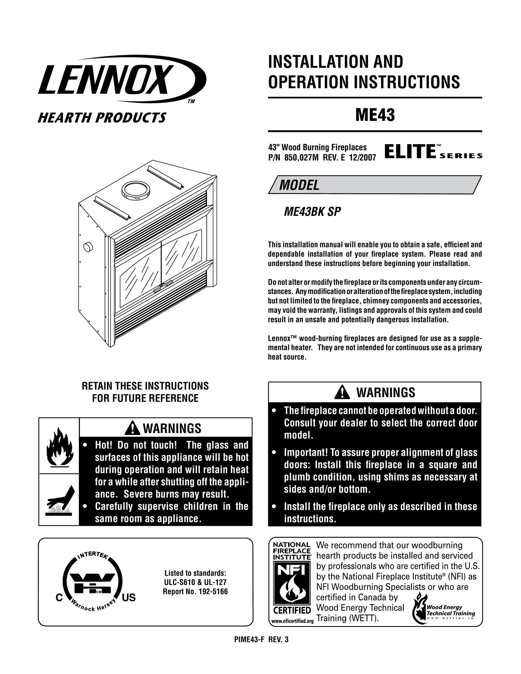 LG Electronics ME43BK SP Indoor Fireplace User Manual
