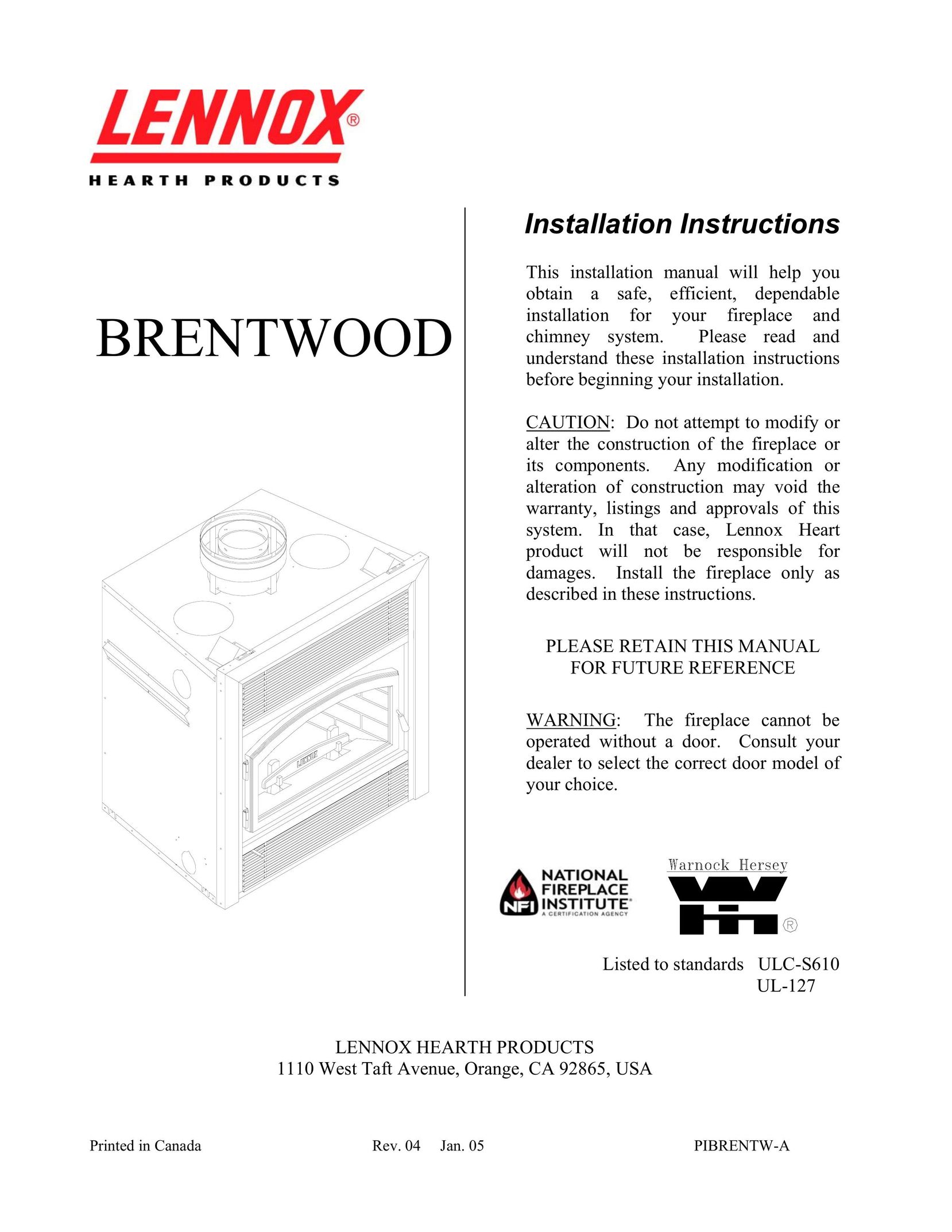 LG Electronics P1BRENTW-A Indoor Fireplace User Manual