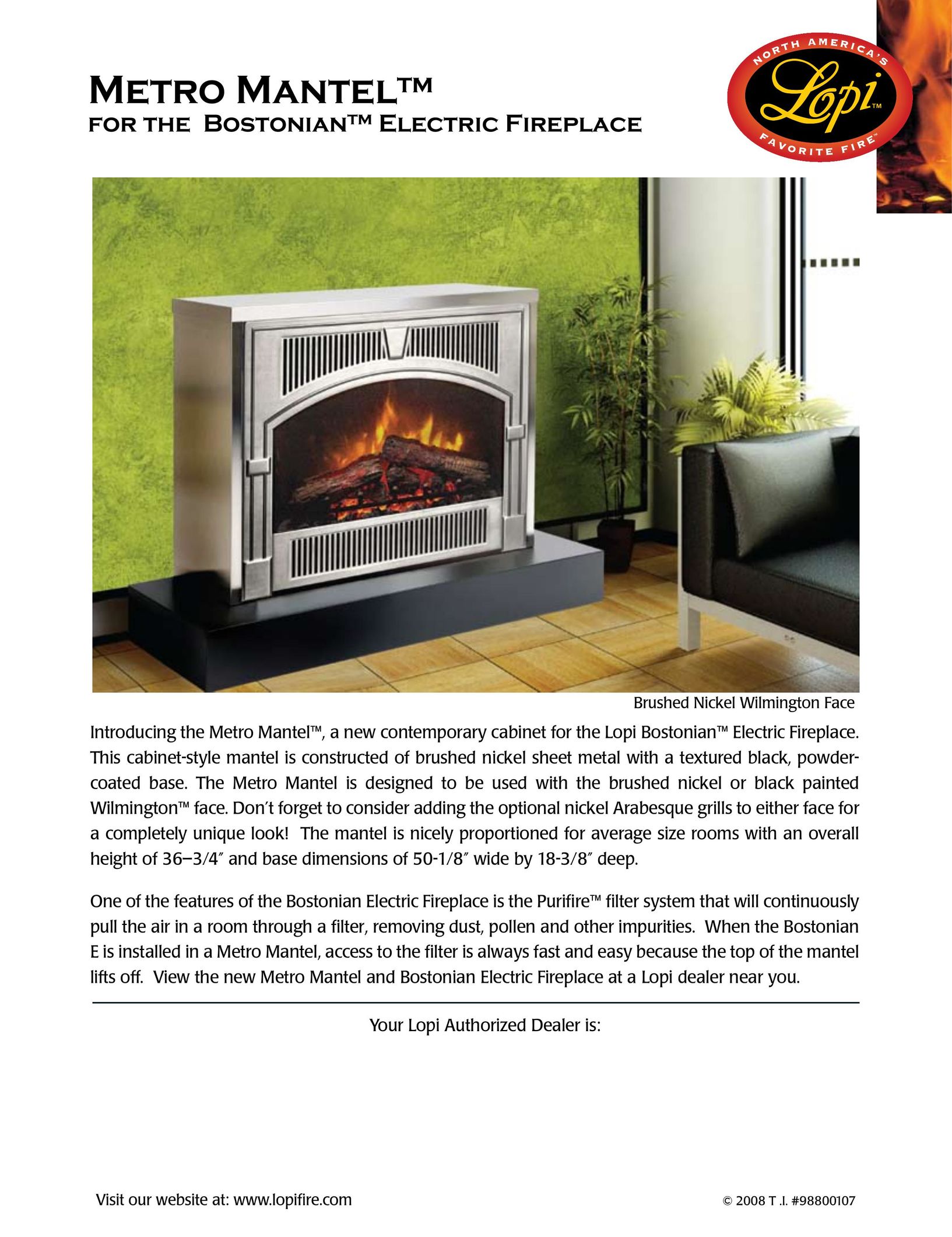 Lopi Bostonian 564 Indoor Fireplace User Manual