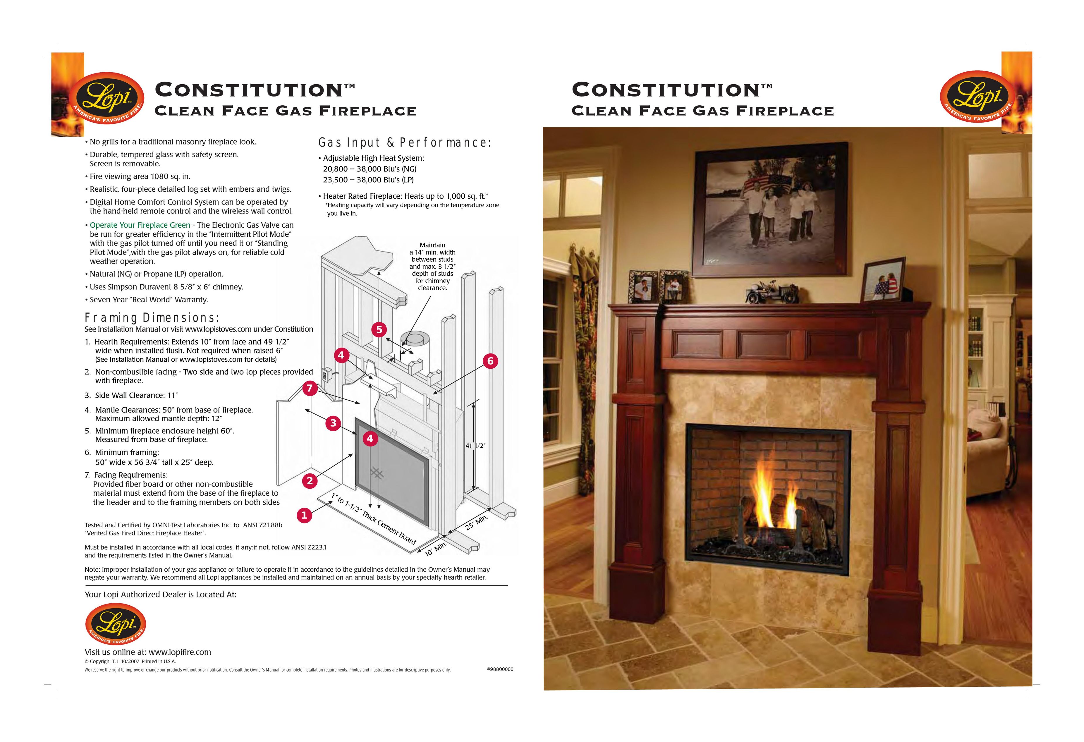 Lopi Clean Face Gas Fireplace Indoor Fireplace User Manual