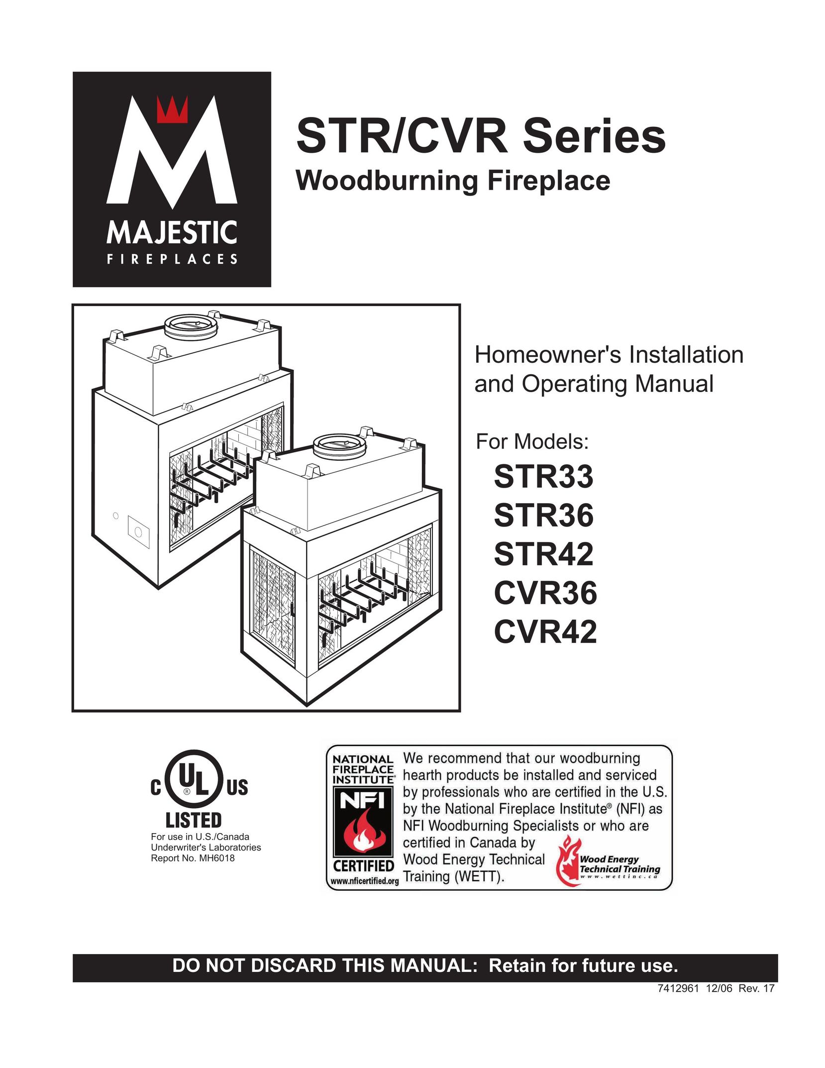 Majestic STR36 Indoor Fireplace User Manual