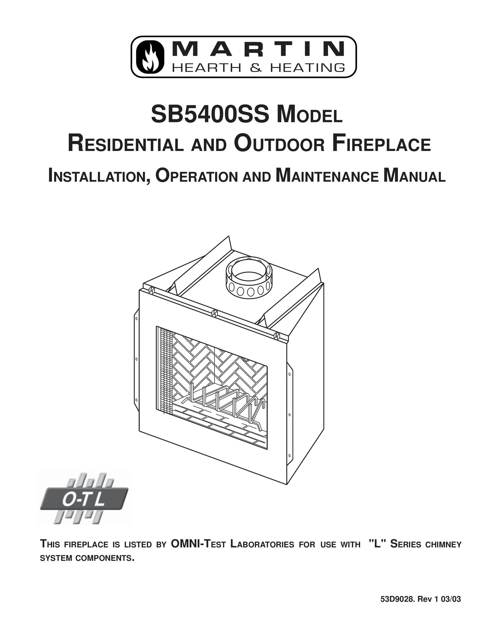Martin Fireplaces SB5400SS Indoor Fireplace User Manual