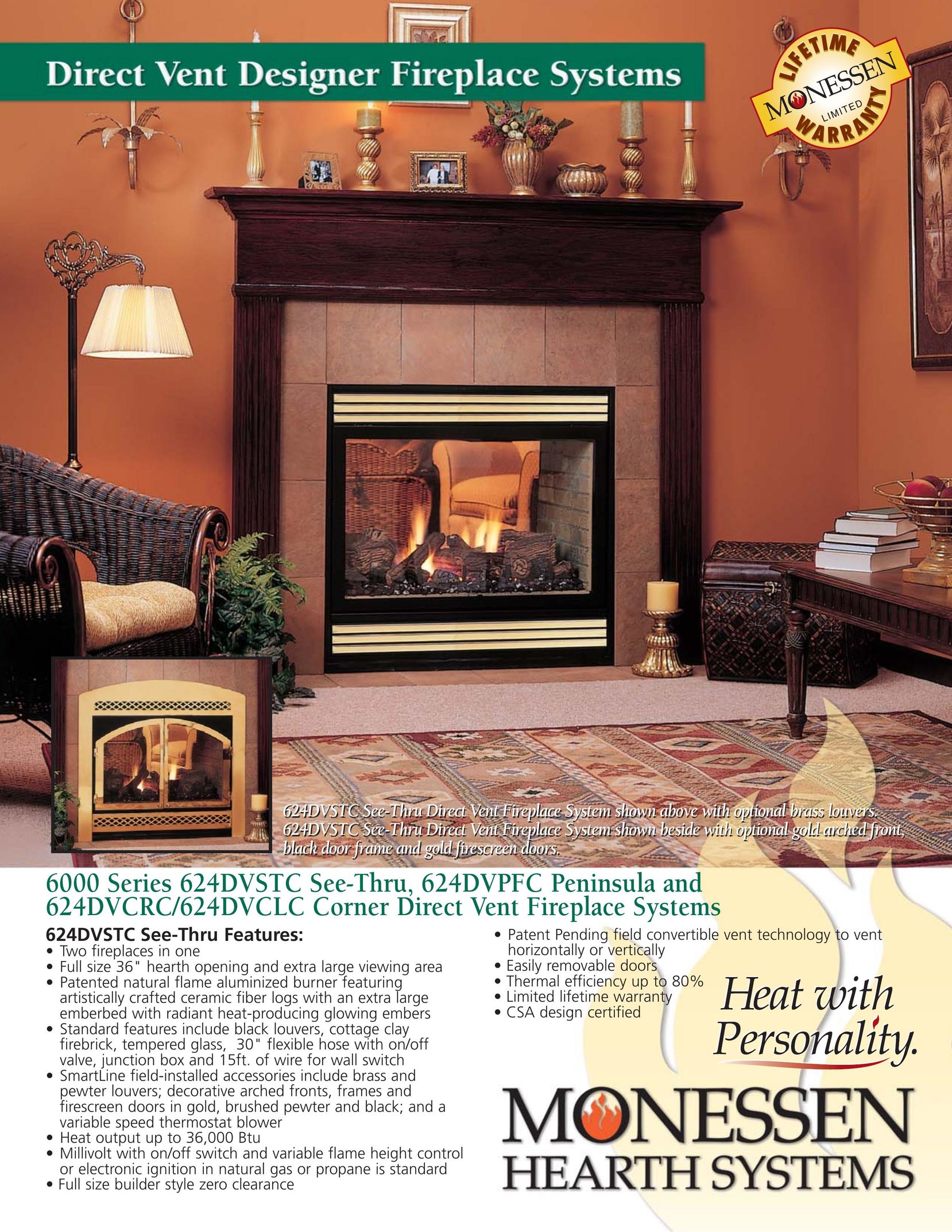 Monessen Hearth 624DVCRC Indoor Fireplace User Manual
