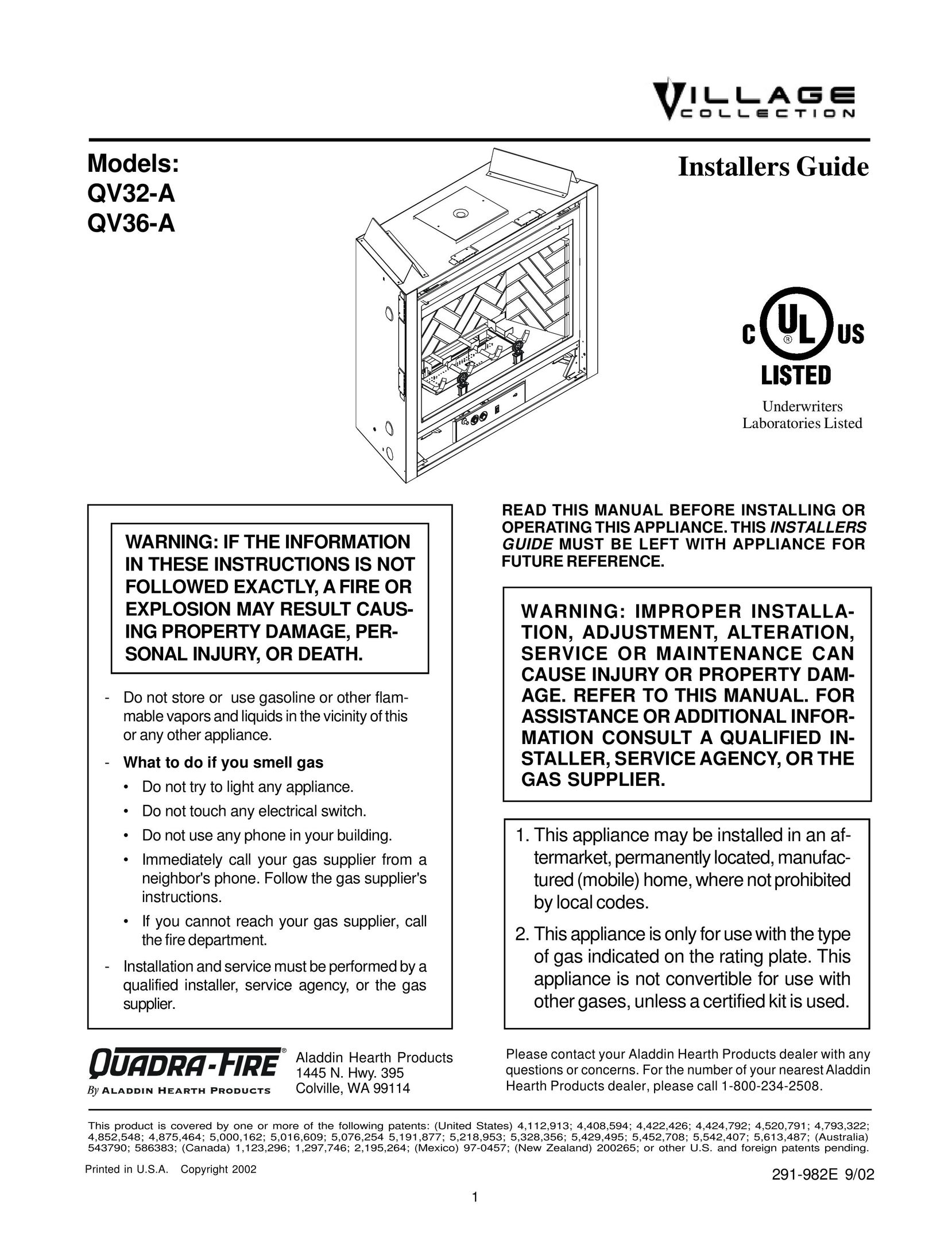 Quadra-Fire QV32-A Indoor Fireplace User Manual