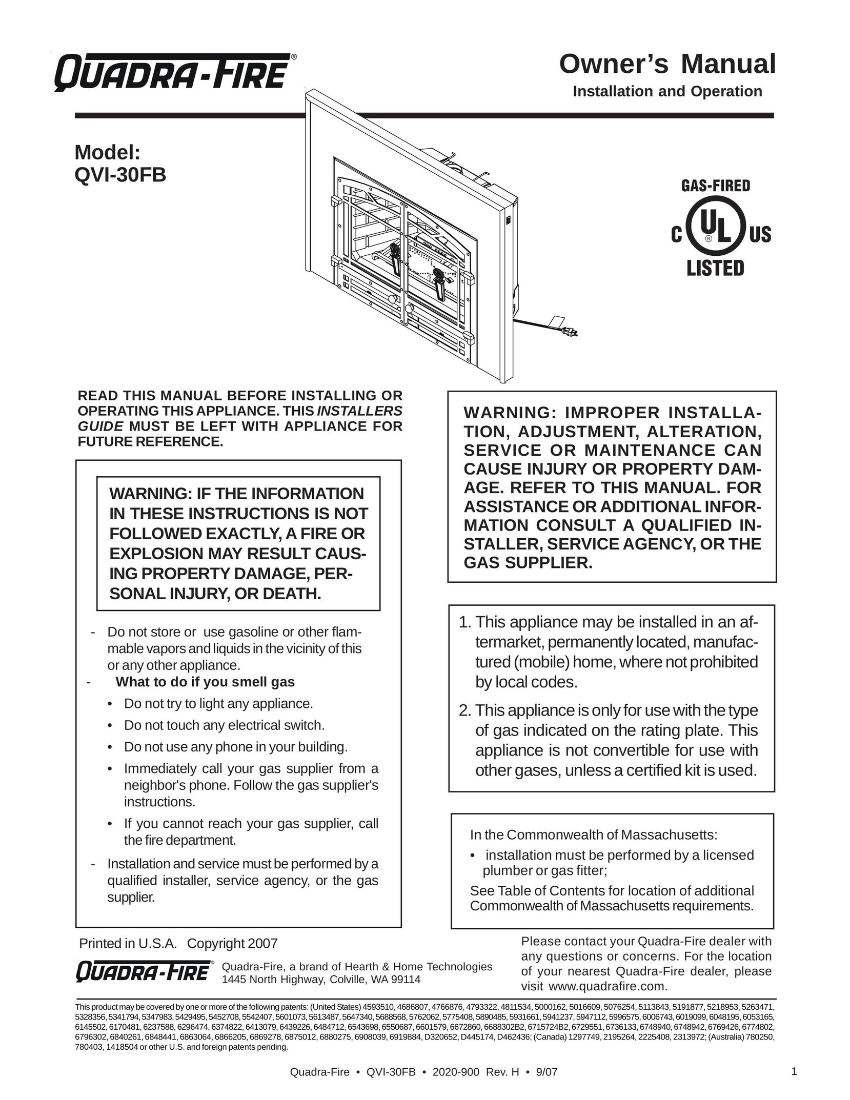 Quadra-Fire QVI-30FB Indoor Fireplace User Manual
