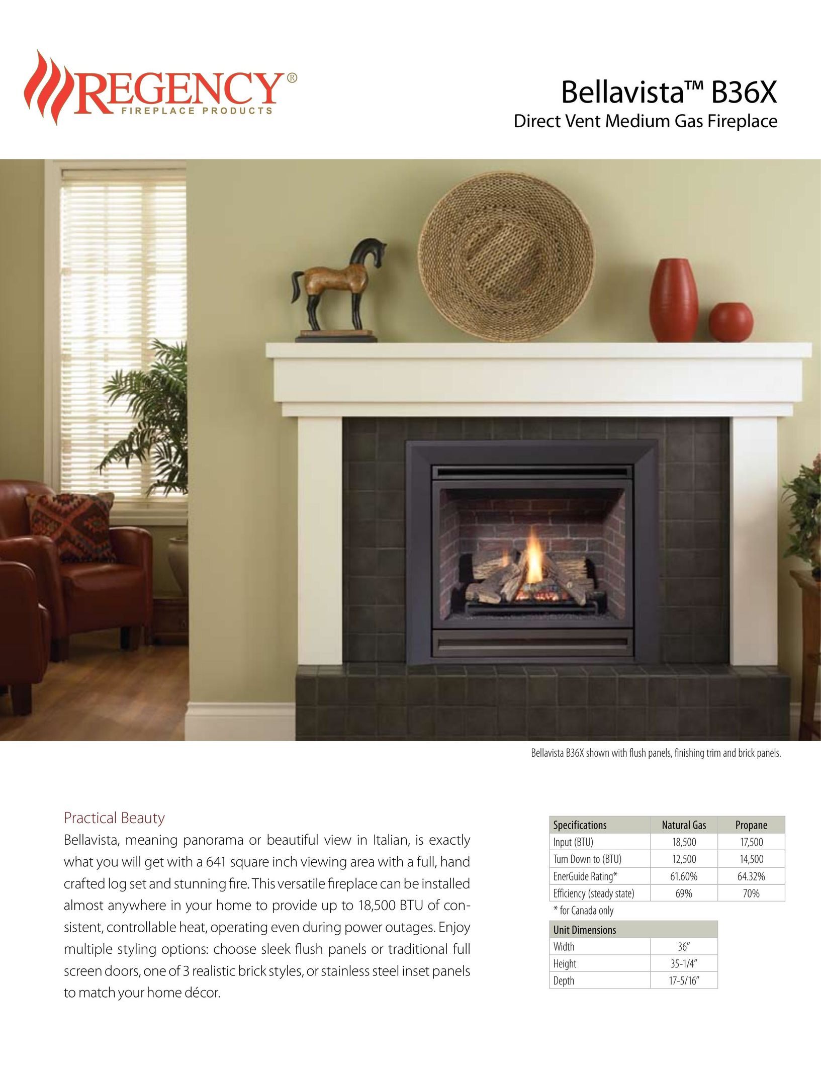Regency Bellavista B36X Indoor Fireplace User Manual