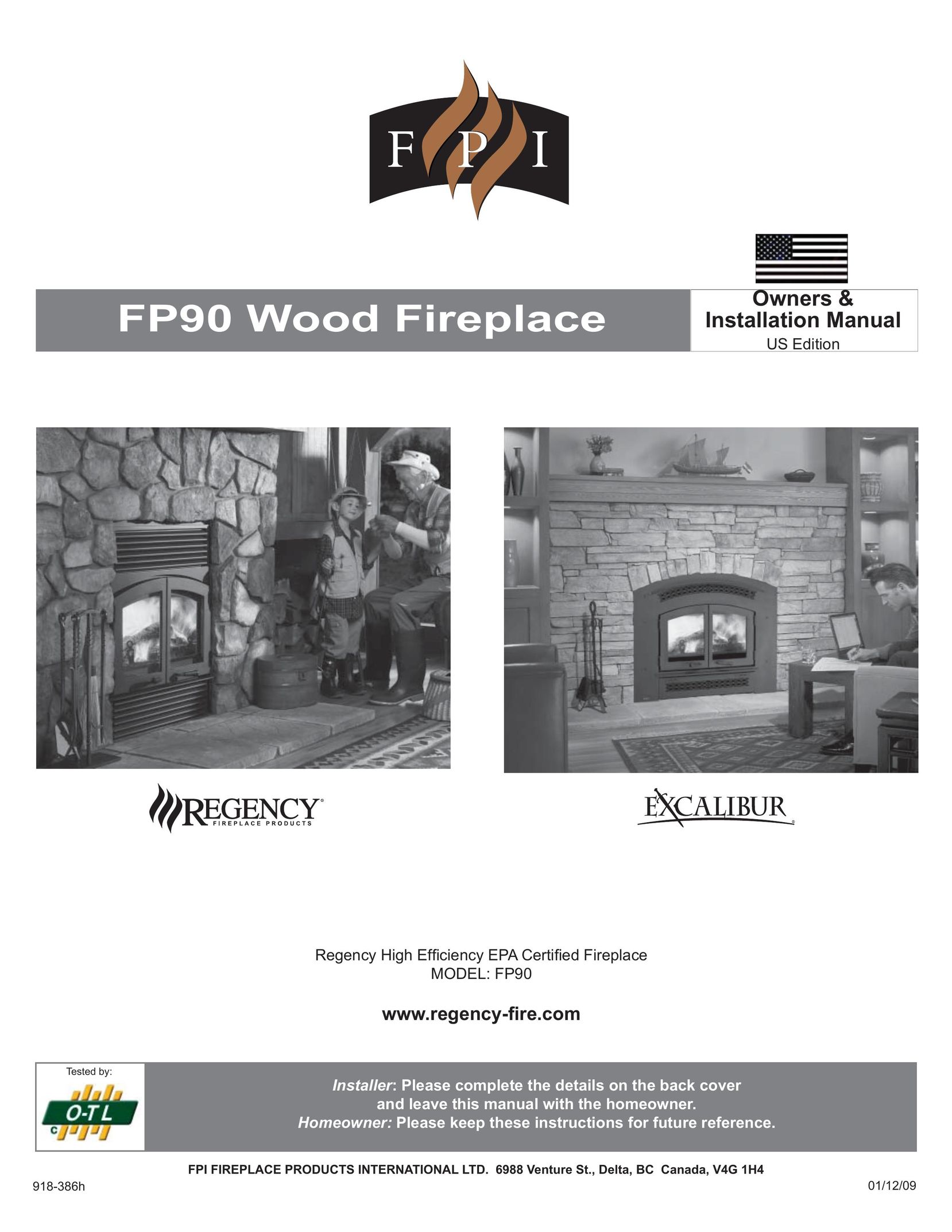 Regency FP90 Indoor Fireplace User Manual
