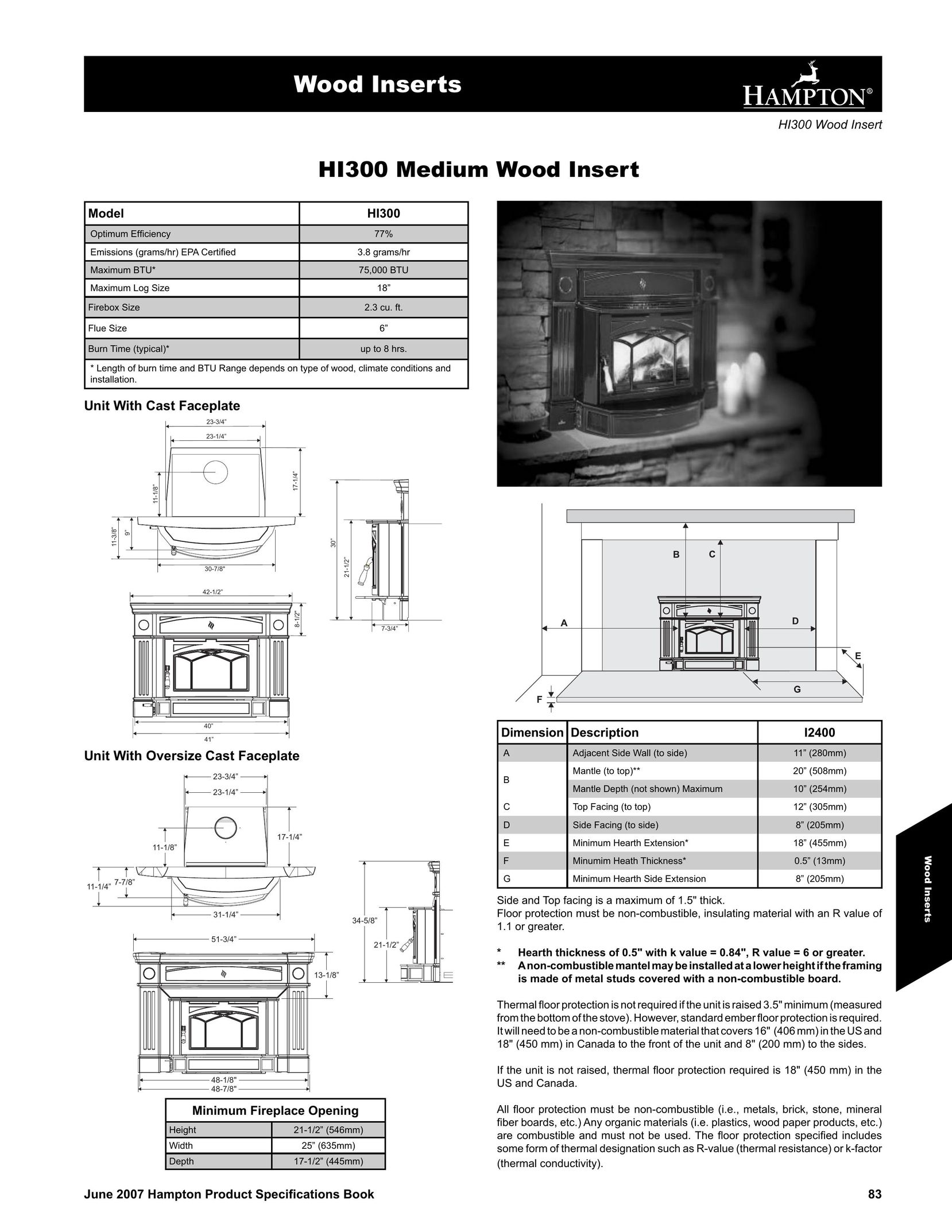 Regency HI300 Indoor Fireplace User Manual