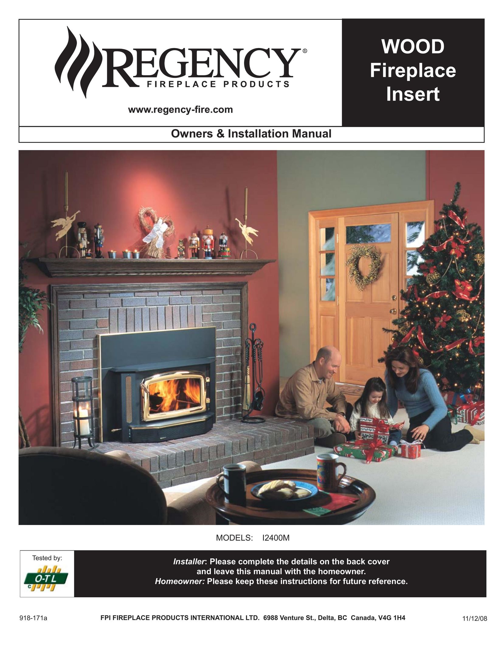 Regency I2400M Indoor Fireplace User Manual