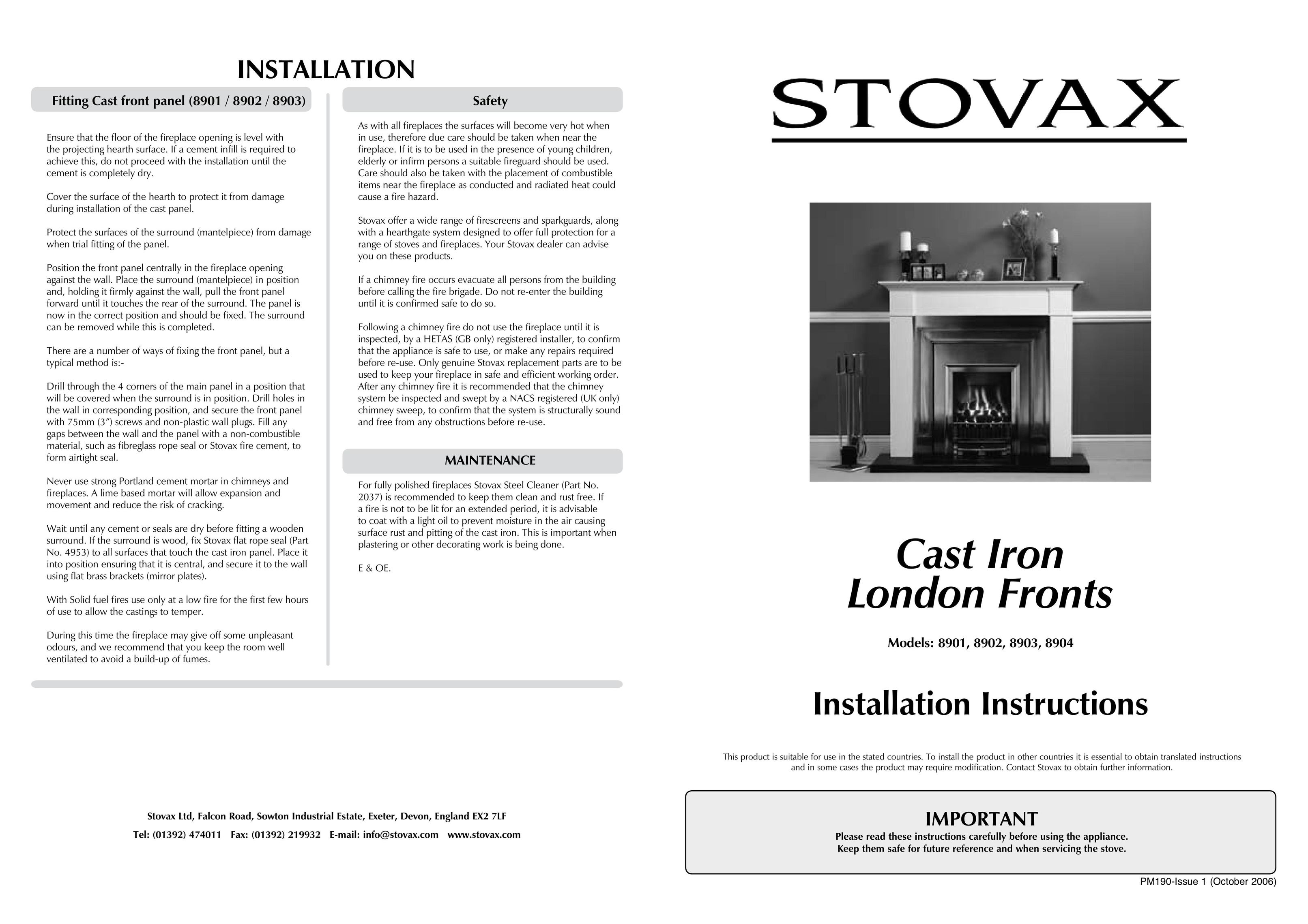Stovax 8901 Indoor Fireplace User Manual