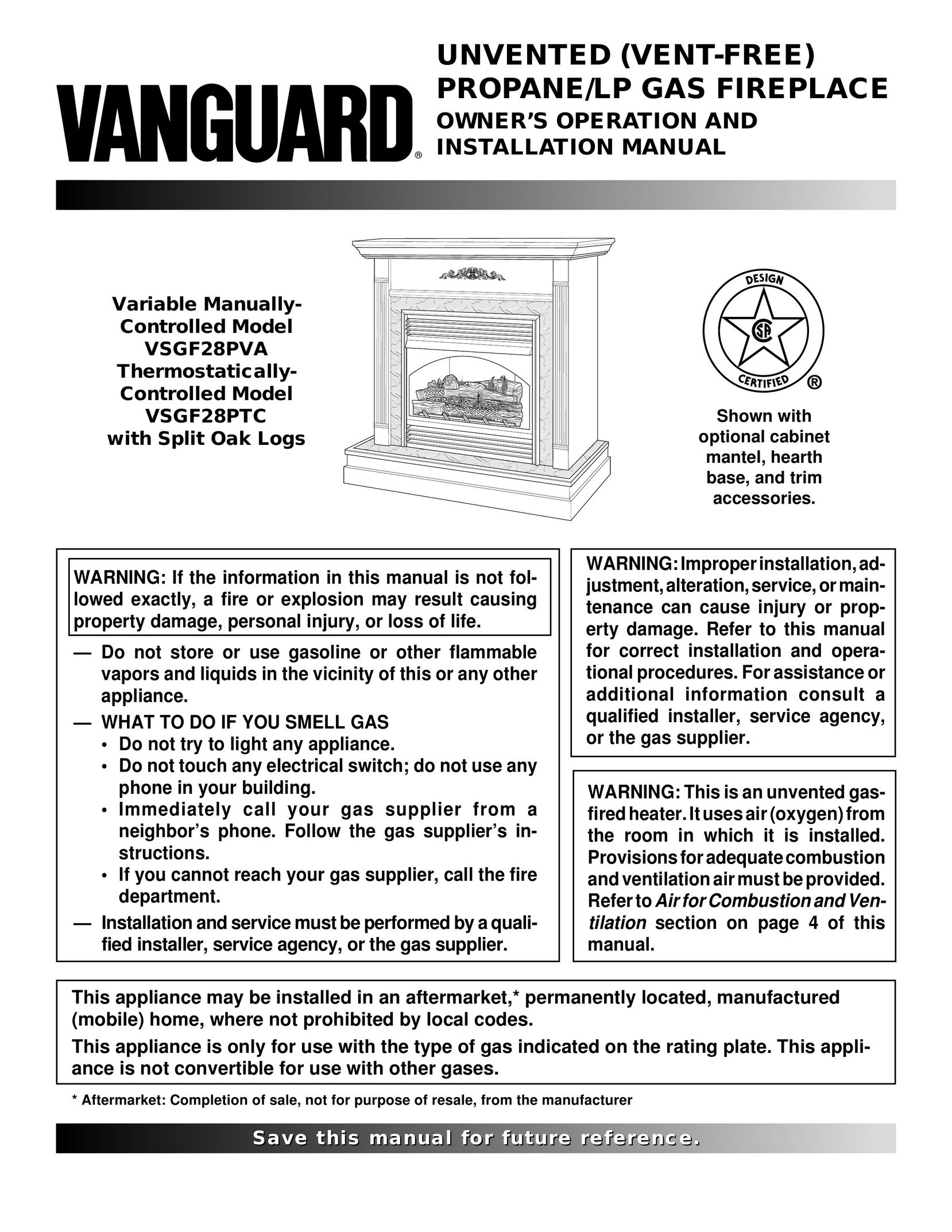 Vanguard Heating 107156-01E.pdf Indoor Fireplace User Manual