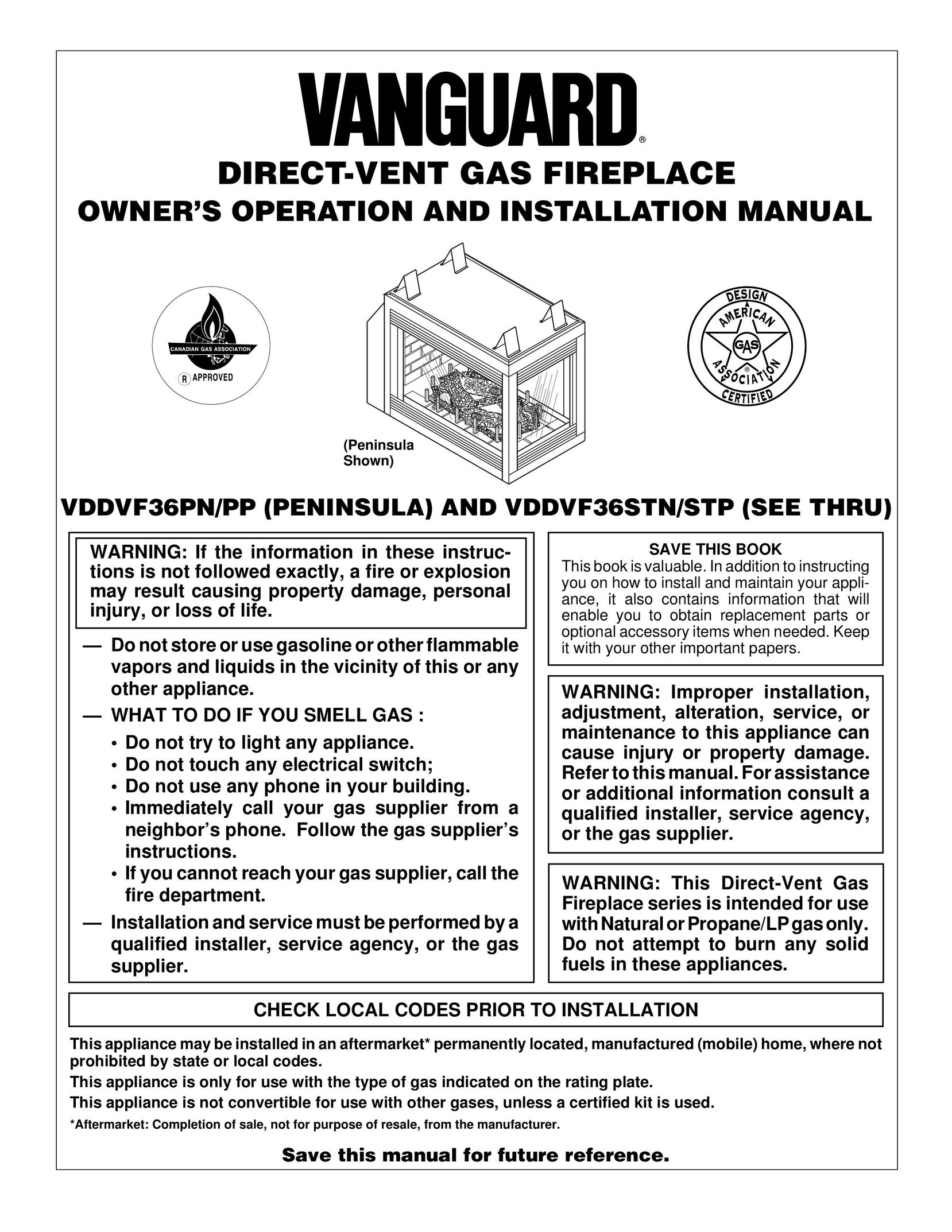 Vanguard Heating VDDVF36STN/STP Indoor Fireplace User Manual