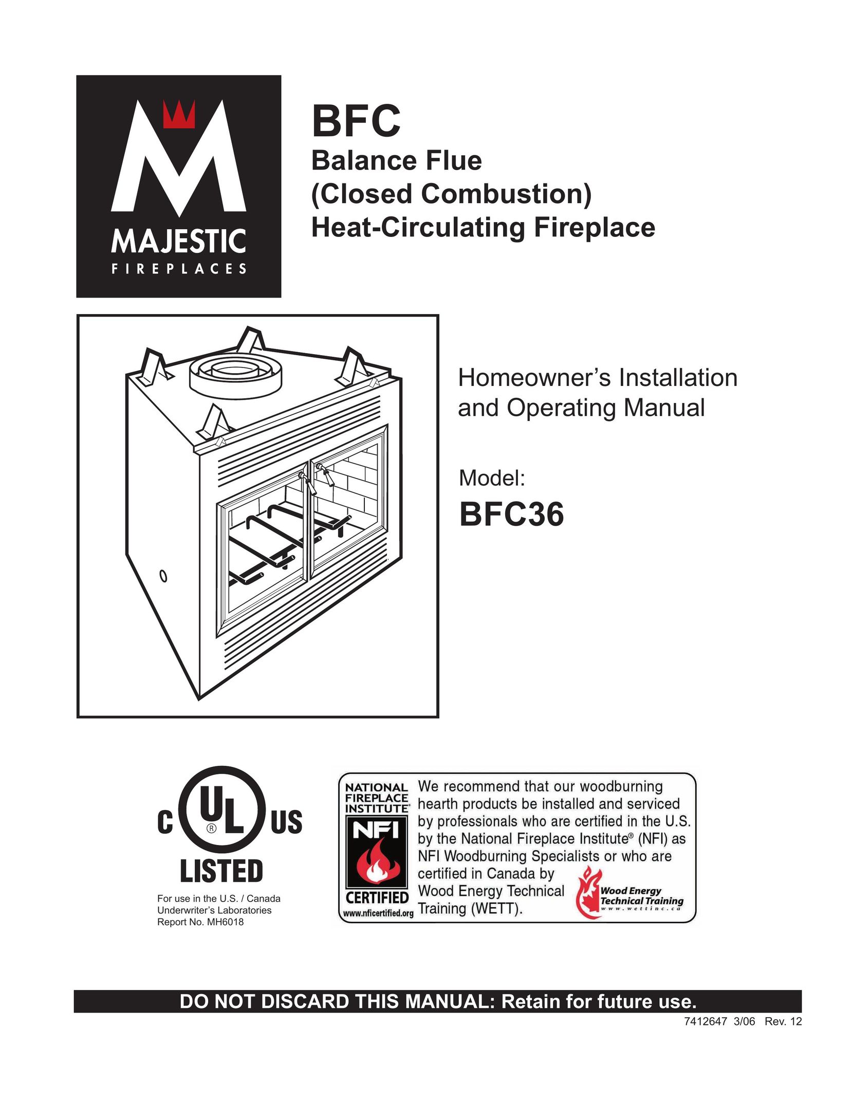 Vermont Casting BFC36 Indoor Fireplace User Manual