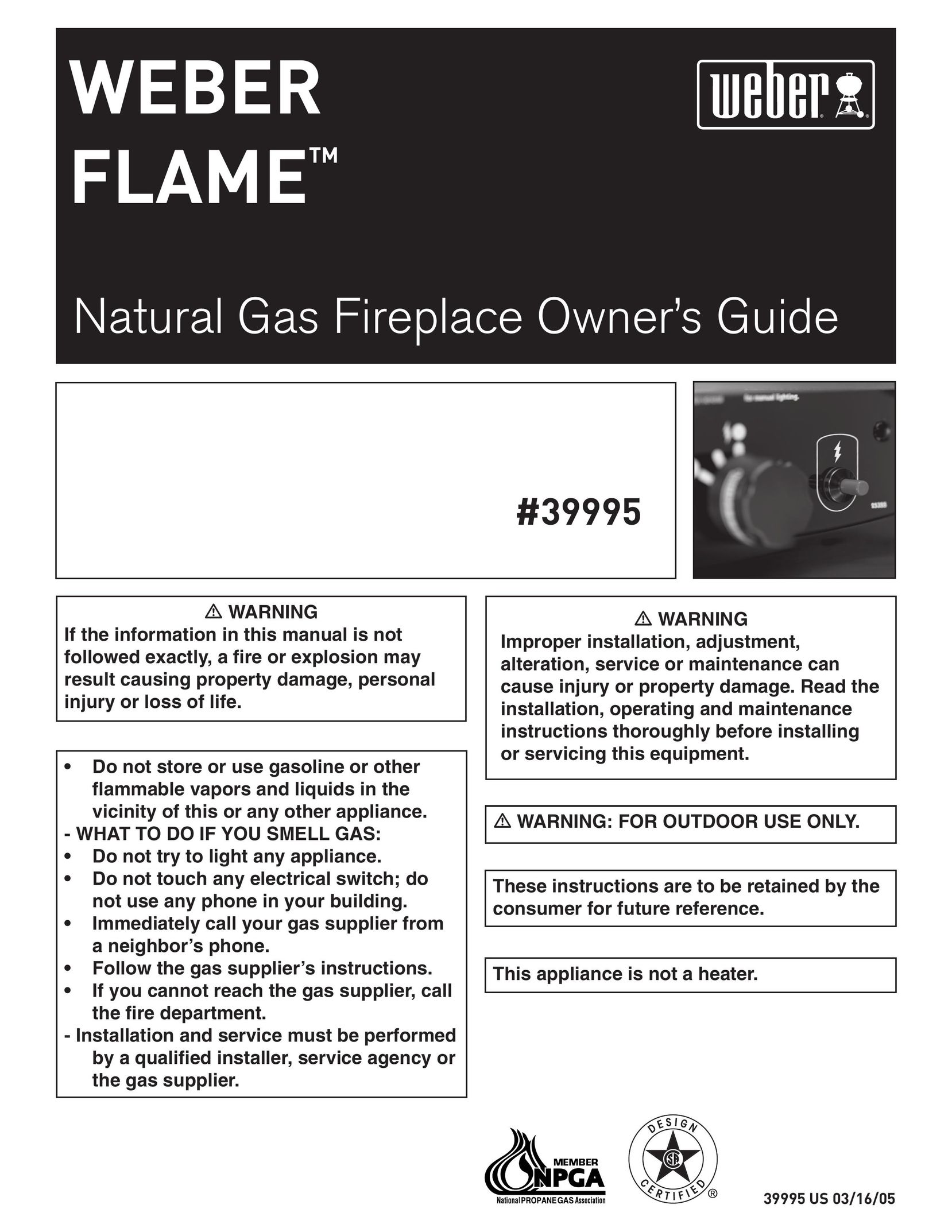 Weber FLAME Indoor Fireplace User Manual
