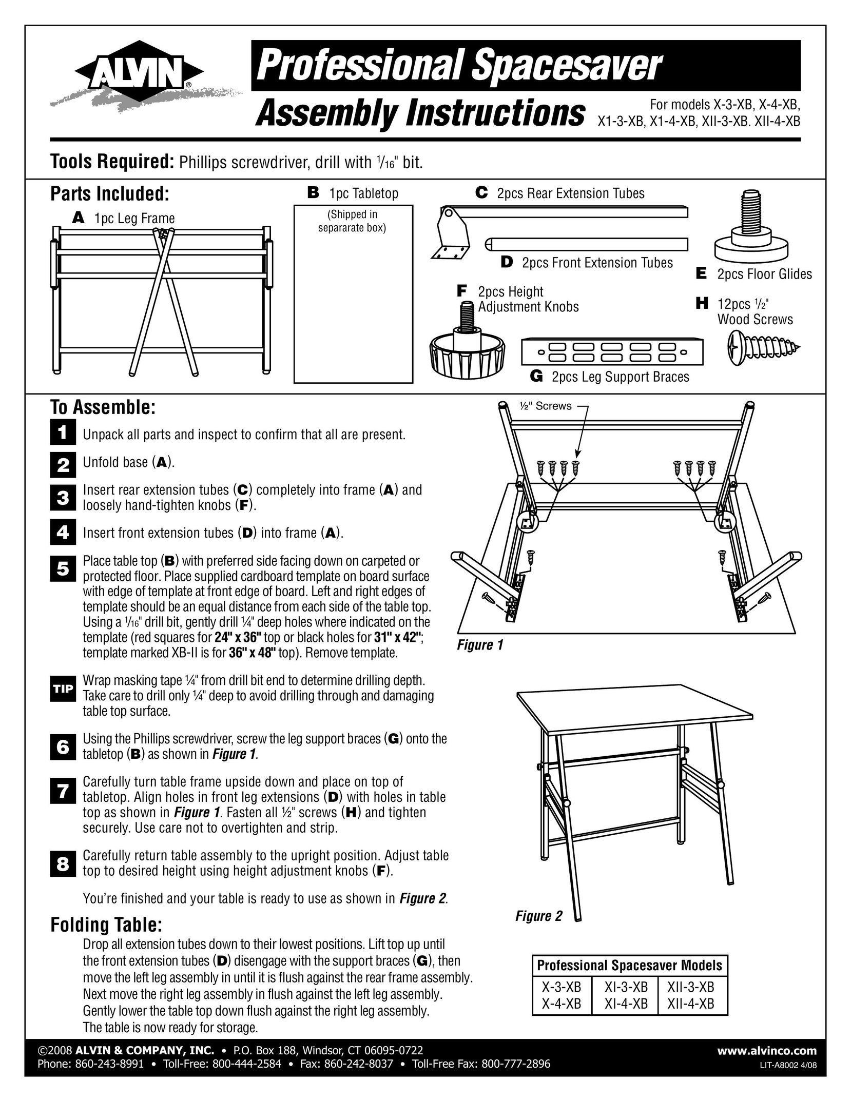 Alvin X-4-XB Indoor Furnishings User Manual