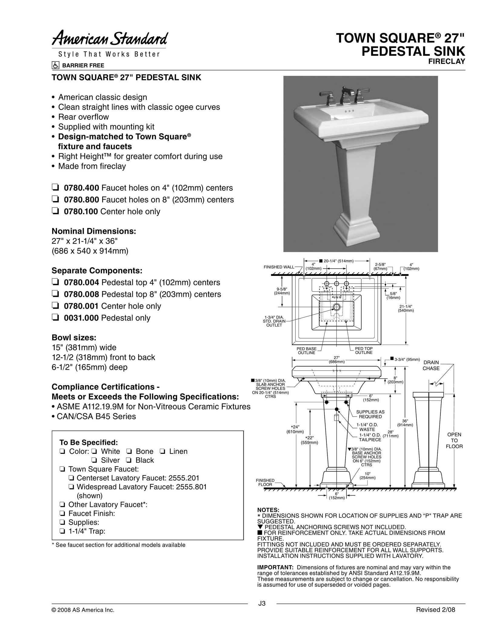 American Standard 0031.000 Indoor Furnishings User Manual