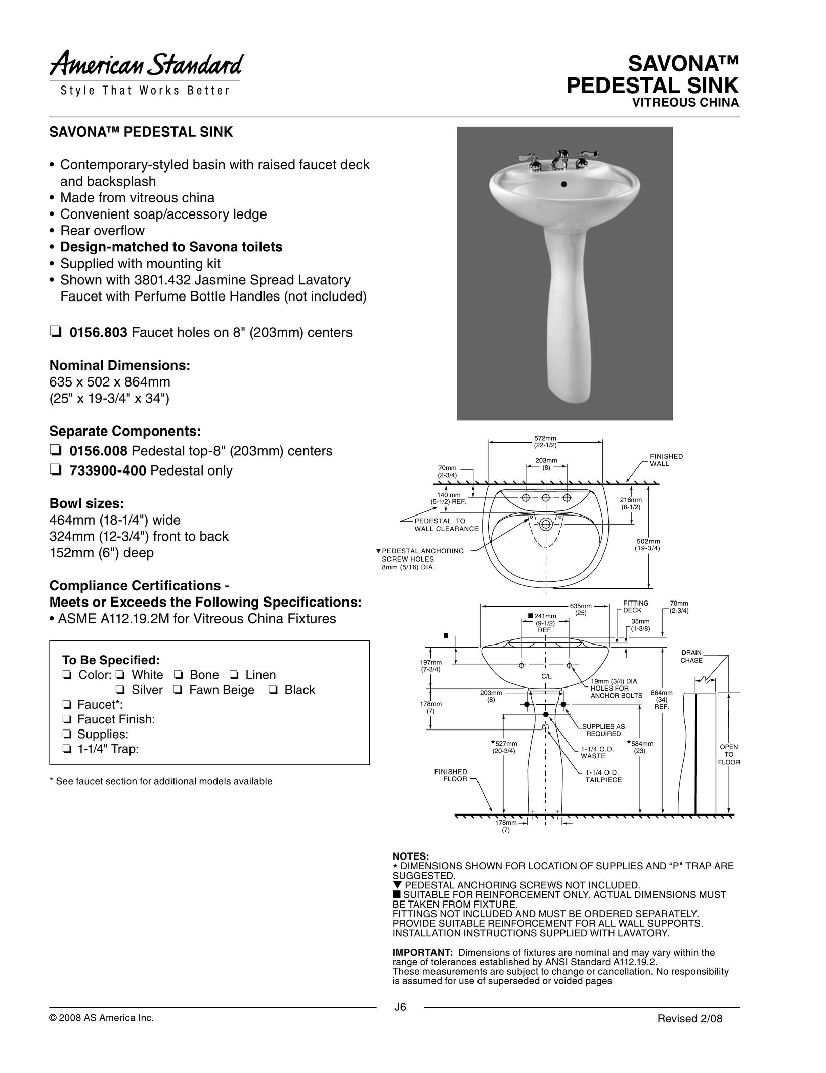 American Standard 0156.008 Indoor Furnishings User Manual