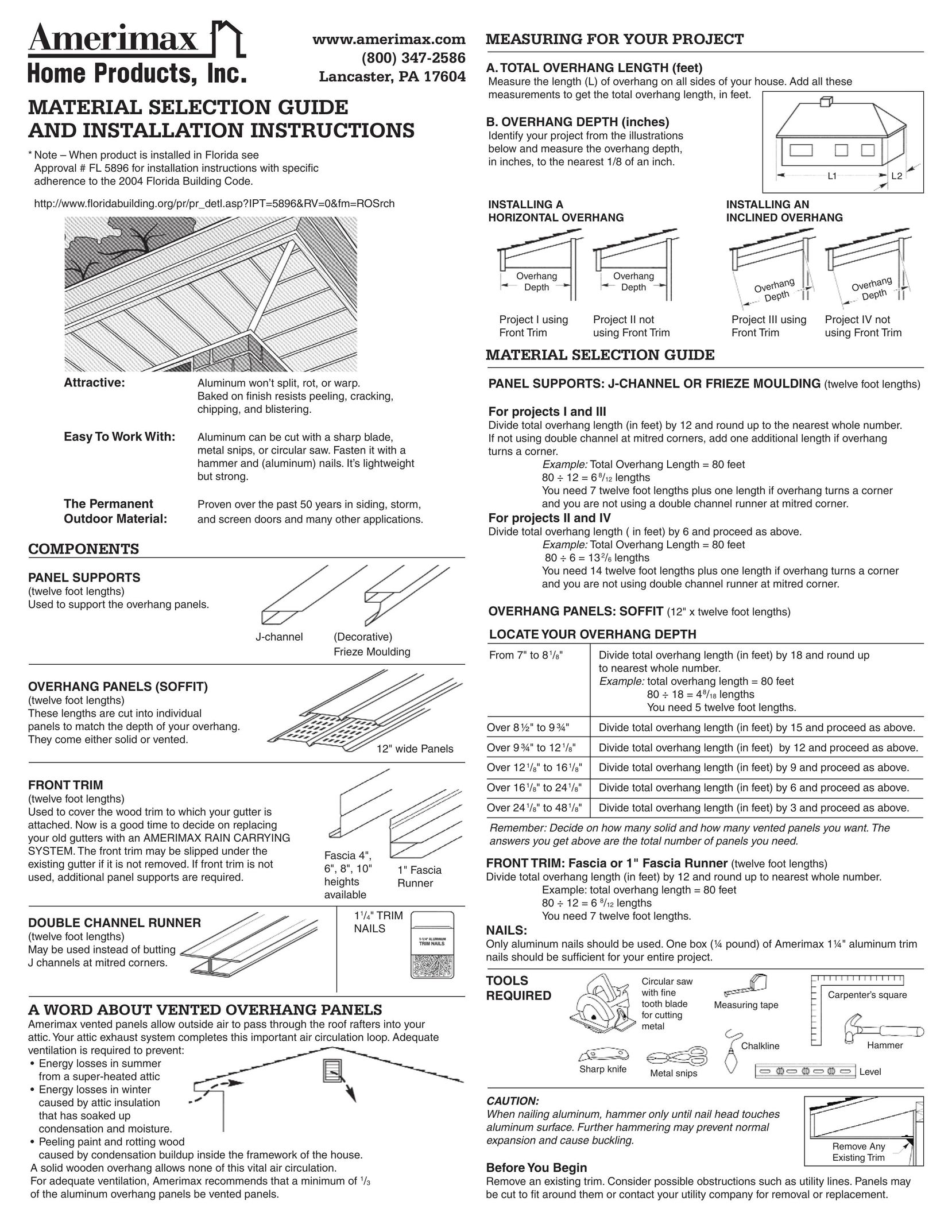 Amerimax Home Material Indoor Furnishings User Manual