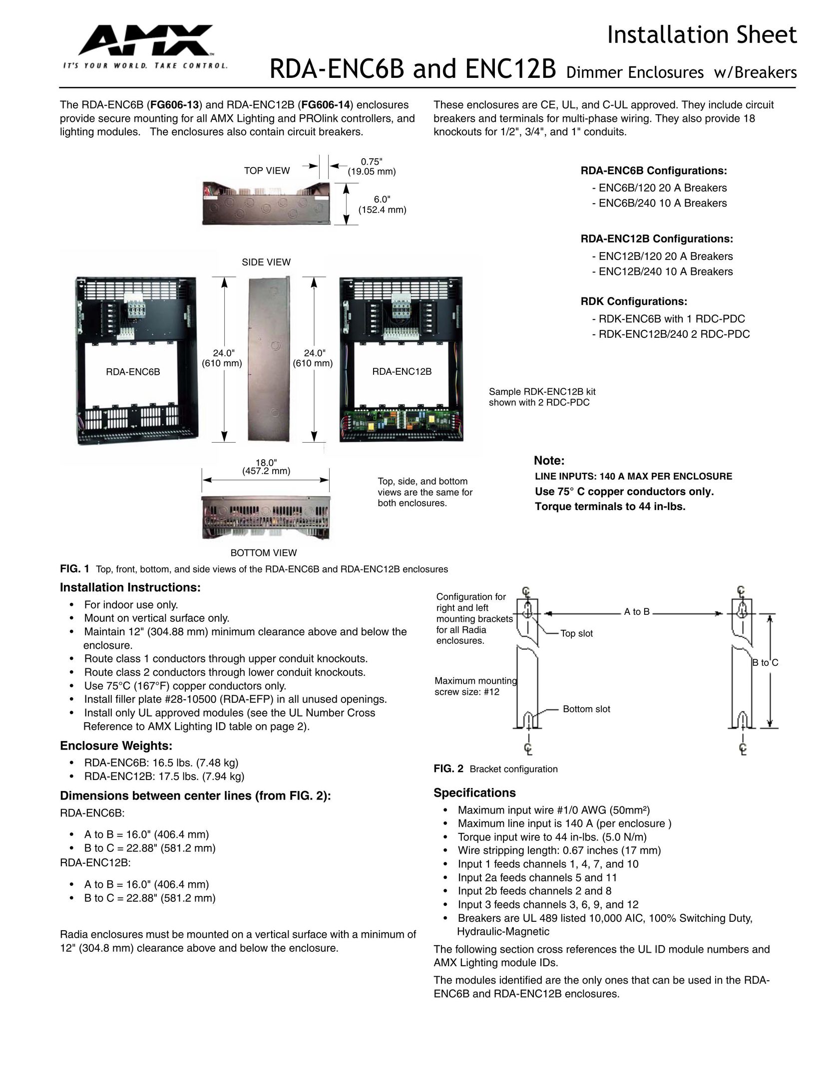AMX ENC12B Indoor Furnishings User Manual