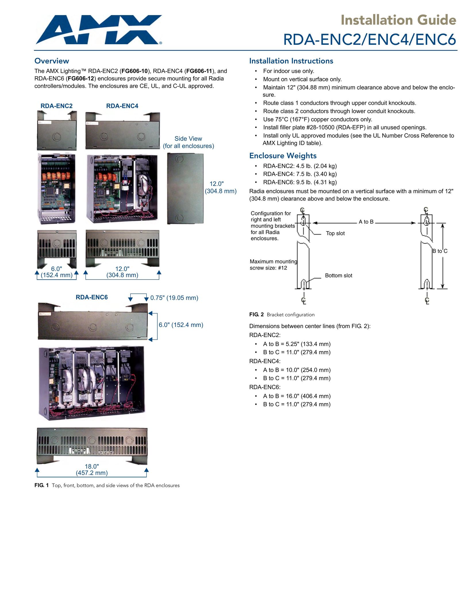 AMX RDA-ENC2 Indoor Furnishings User Manual
