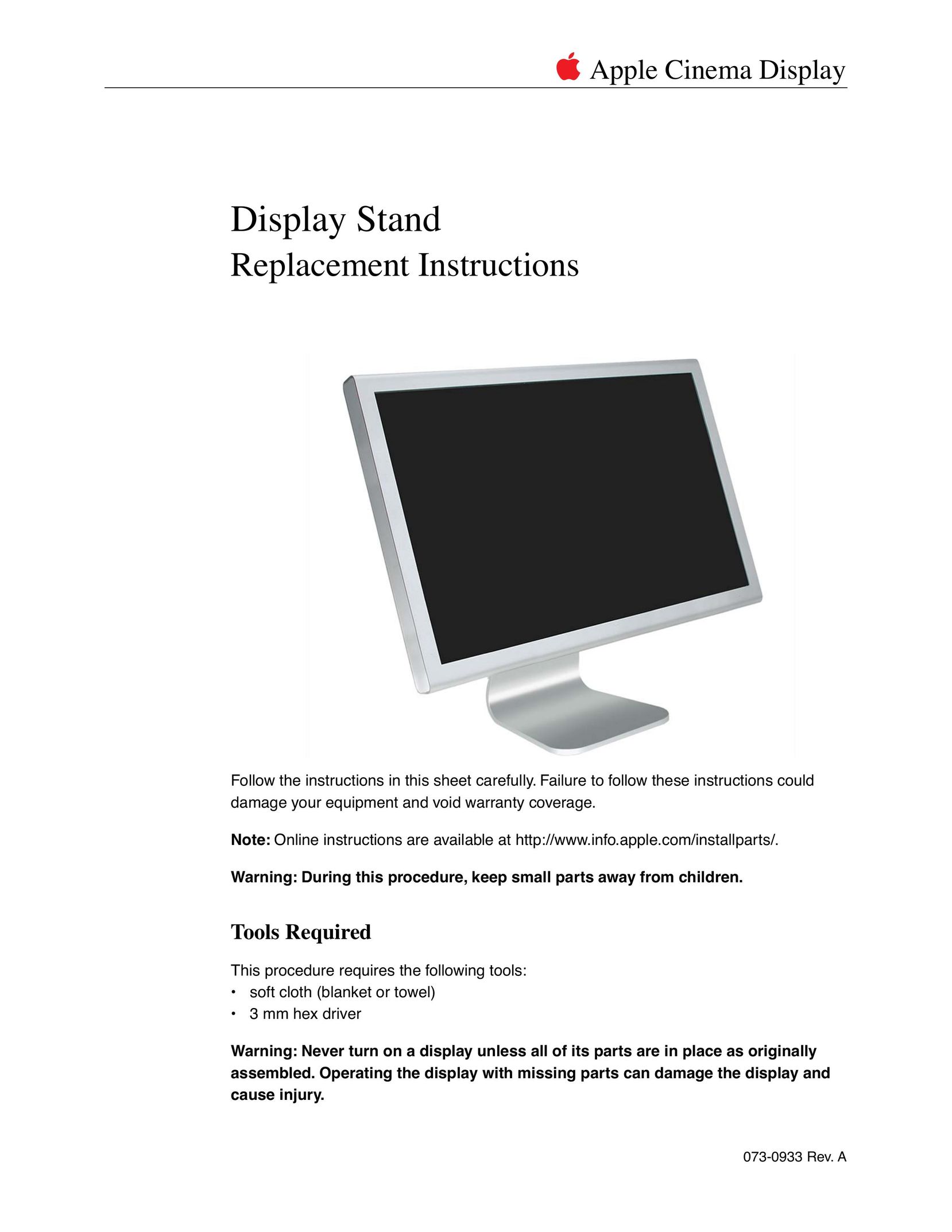 Apple Display Stand Indoor Furnishings User Manual