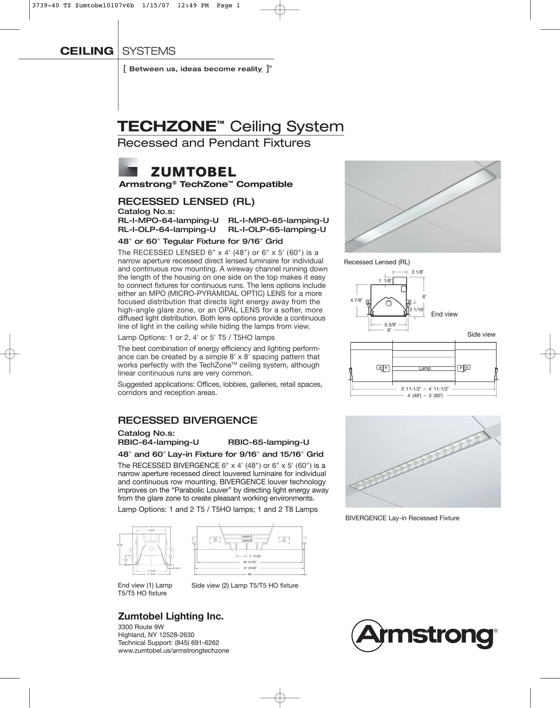 Armstrong World Industries Ceiling Lighting System Indoor Furnishings User Manual