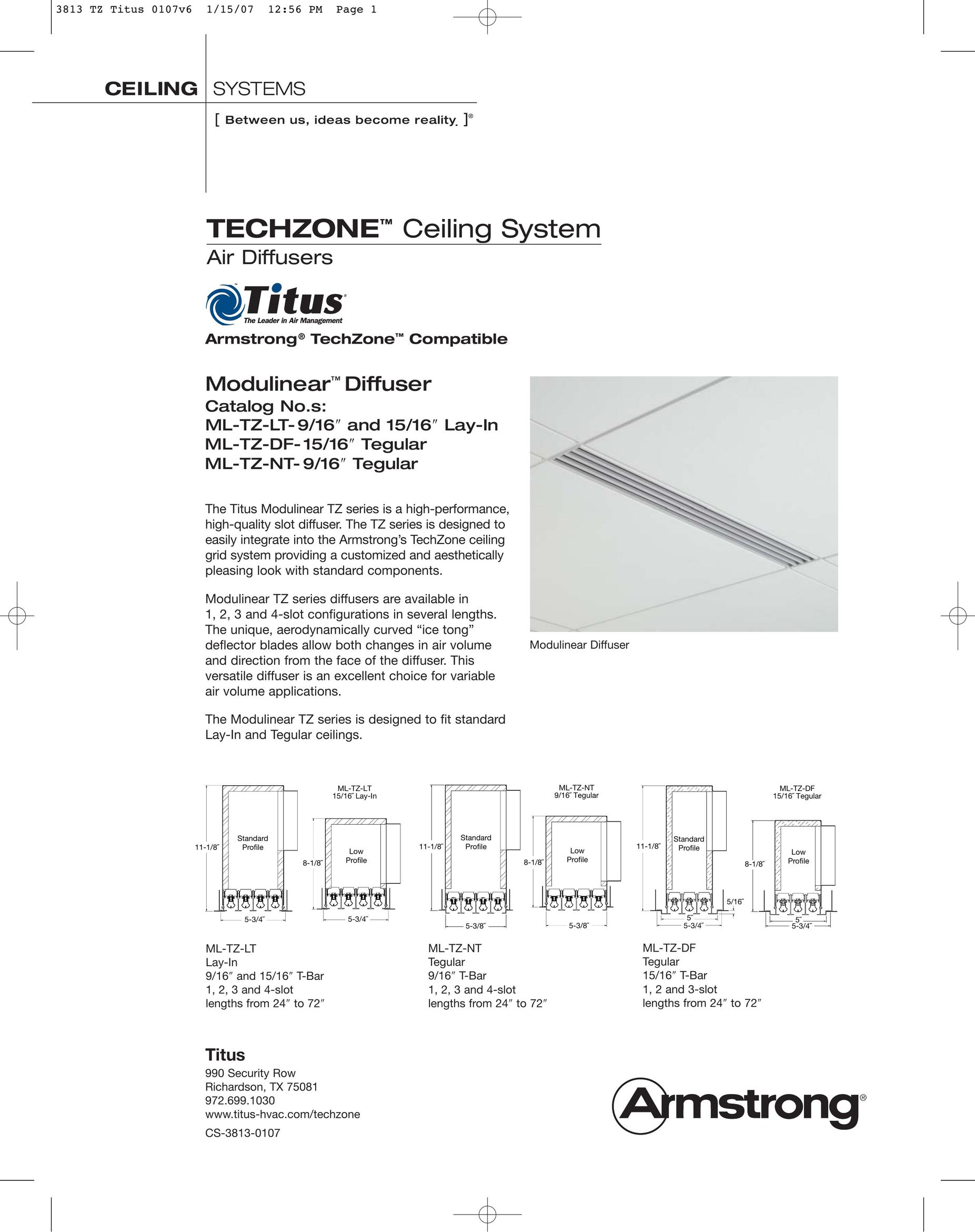 Armstrong World Industries ML-TZ-LT Indoor Furnishings User Manual