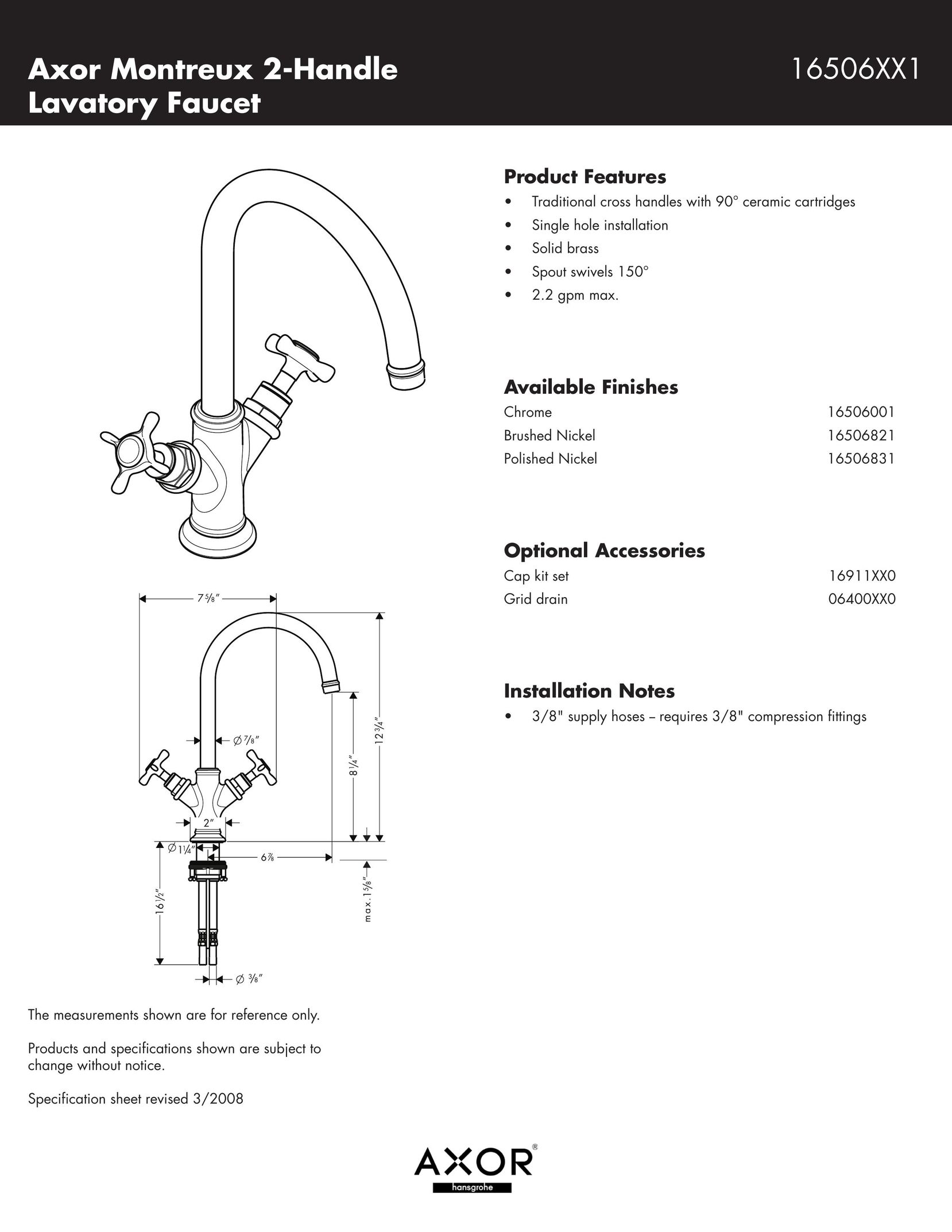 Axor 16911XX0 Indoor Furnishings User Manual
