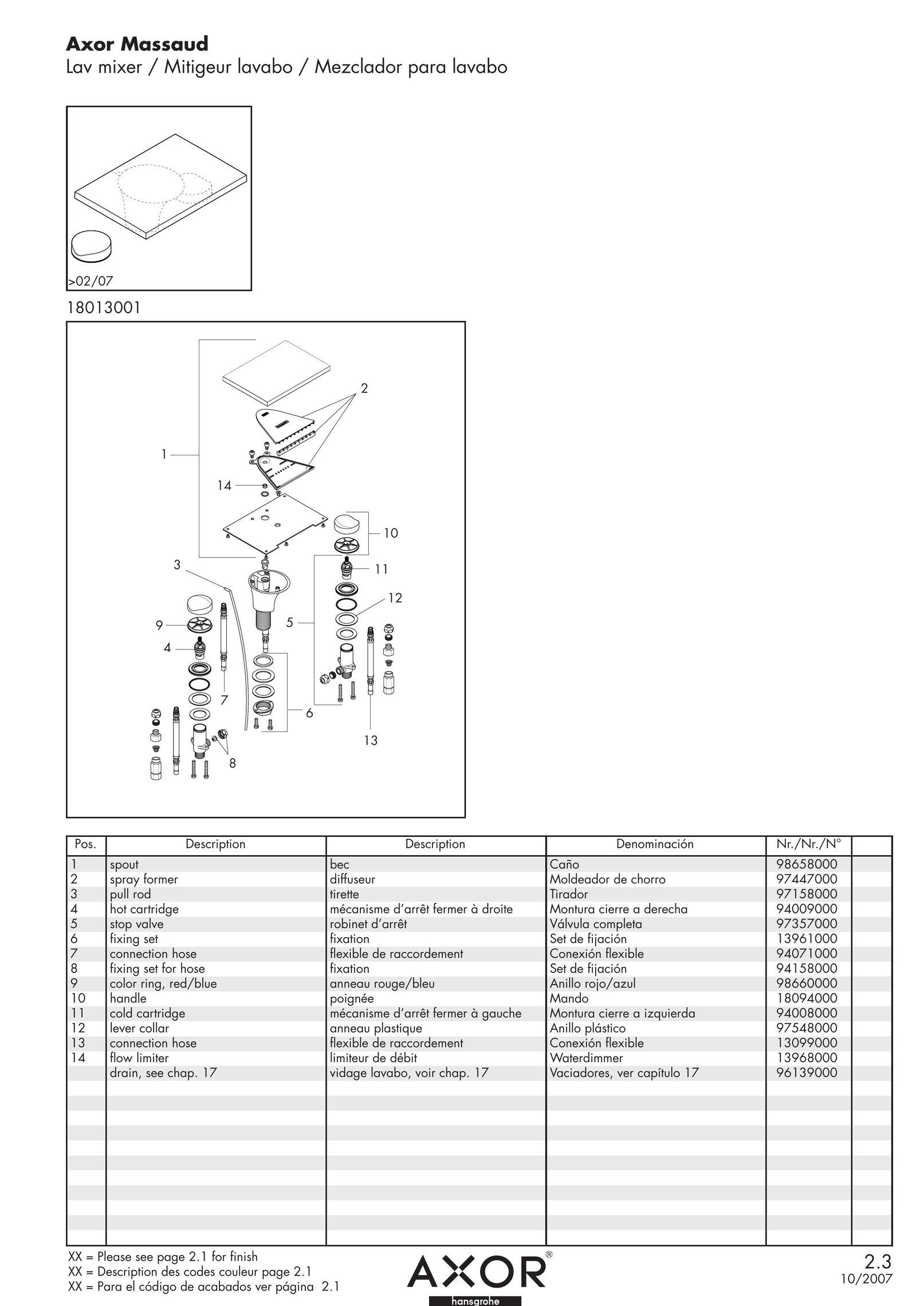 Axor 18013001 Indoor Furnishings User Manual